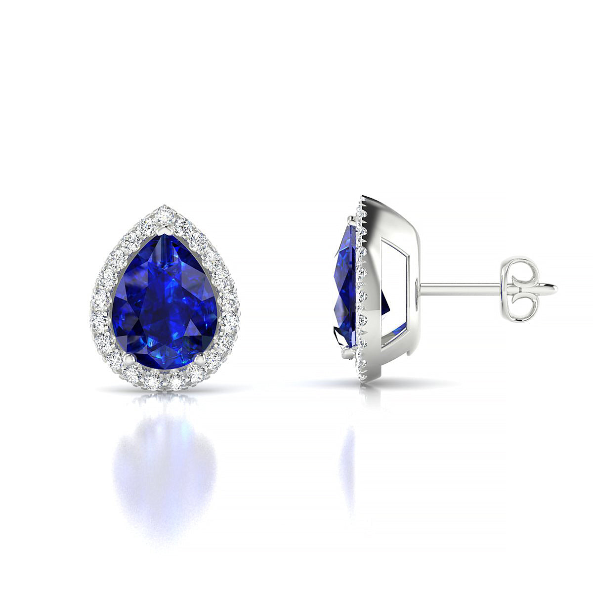 Solar | 18k White Gold 8 x 6 mm Pear Sapphire Earrings