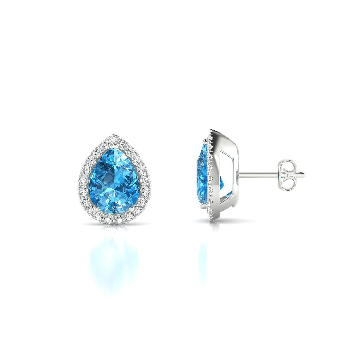 Solar | 18k White Gold 8 x 6 mm Pear Topaz Earrings