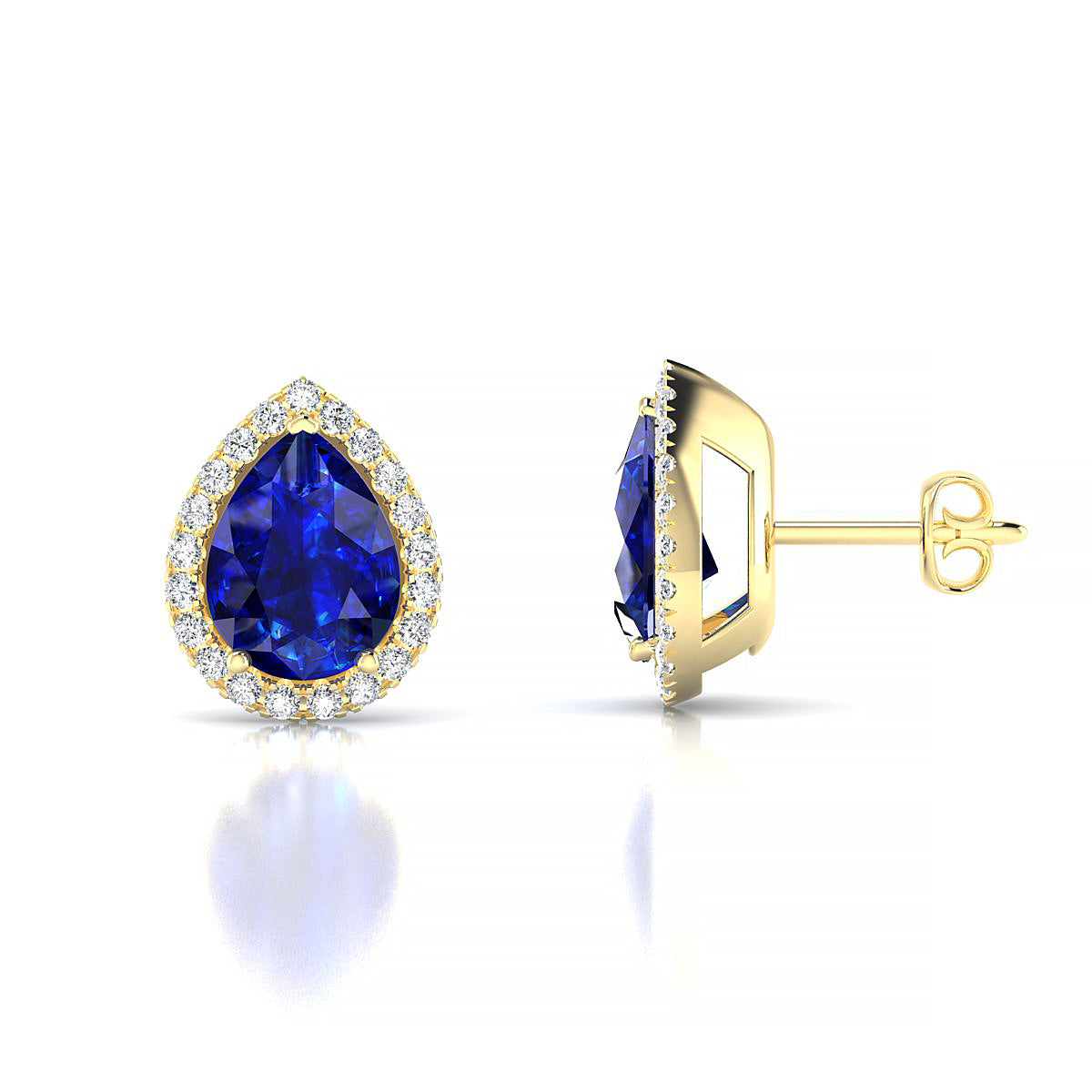 Solar | 18k Yellow Gold 8 x 6 mm Pear Sapphire Earrings