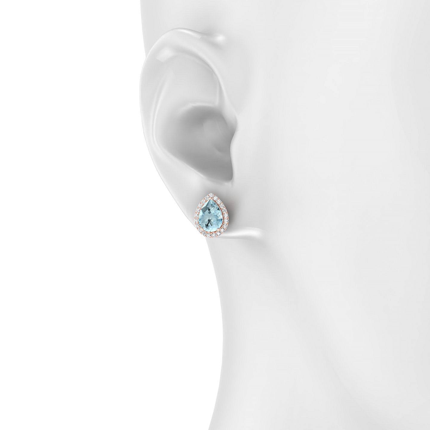 Solar | 18k Rose Gold 8 x 6 mm Pear Aquamarine Earrings