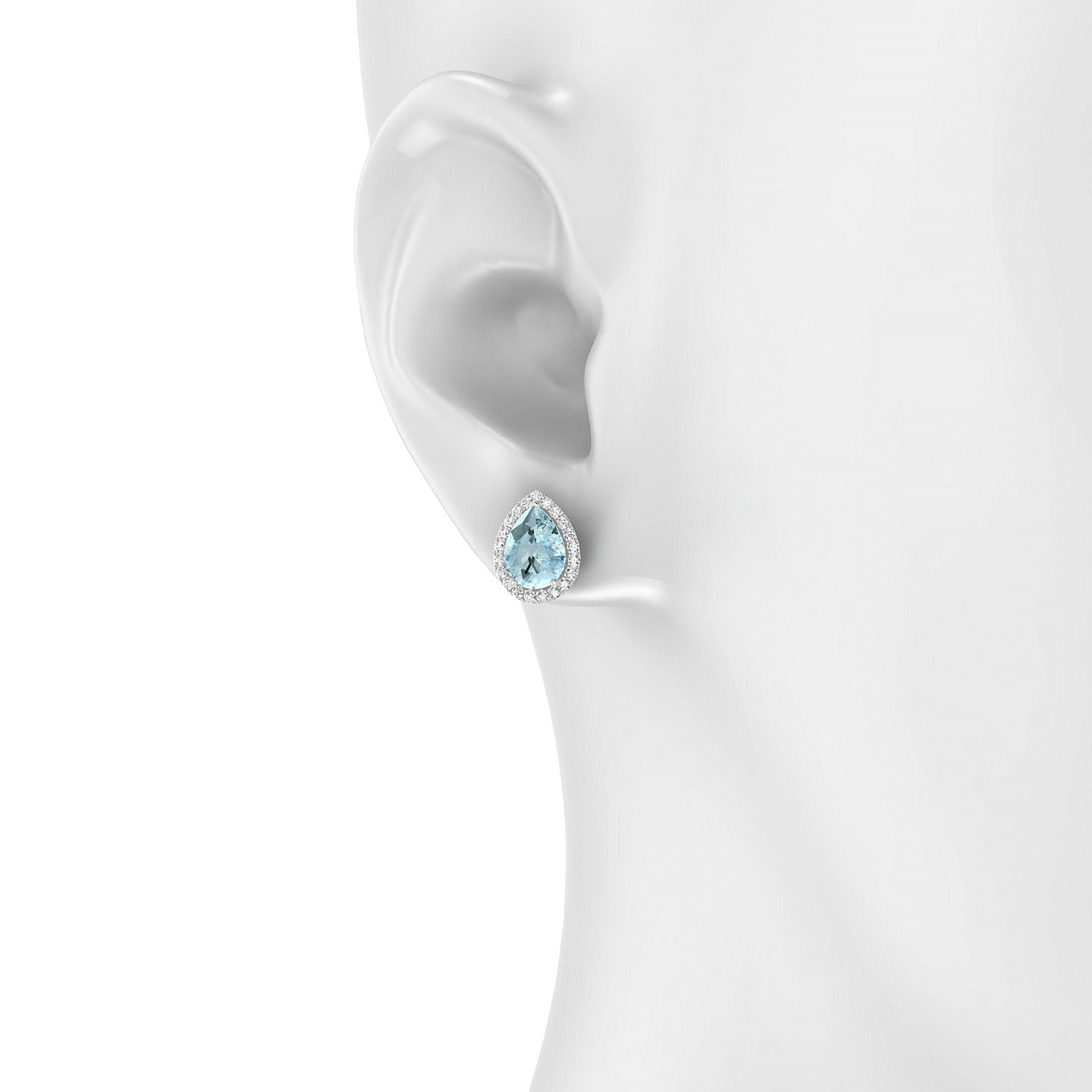 Solar | 18k White Gold 8 x 6 mm Pear Aquamarine Earrings