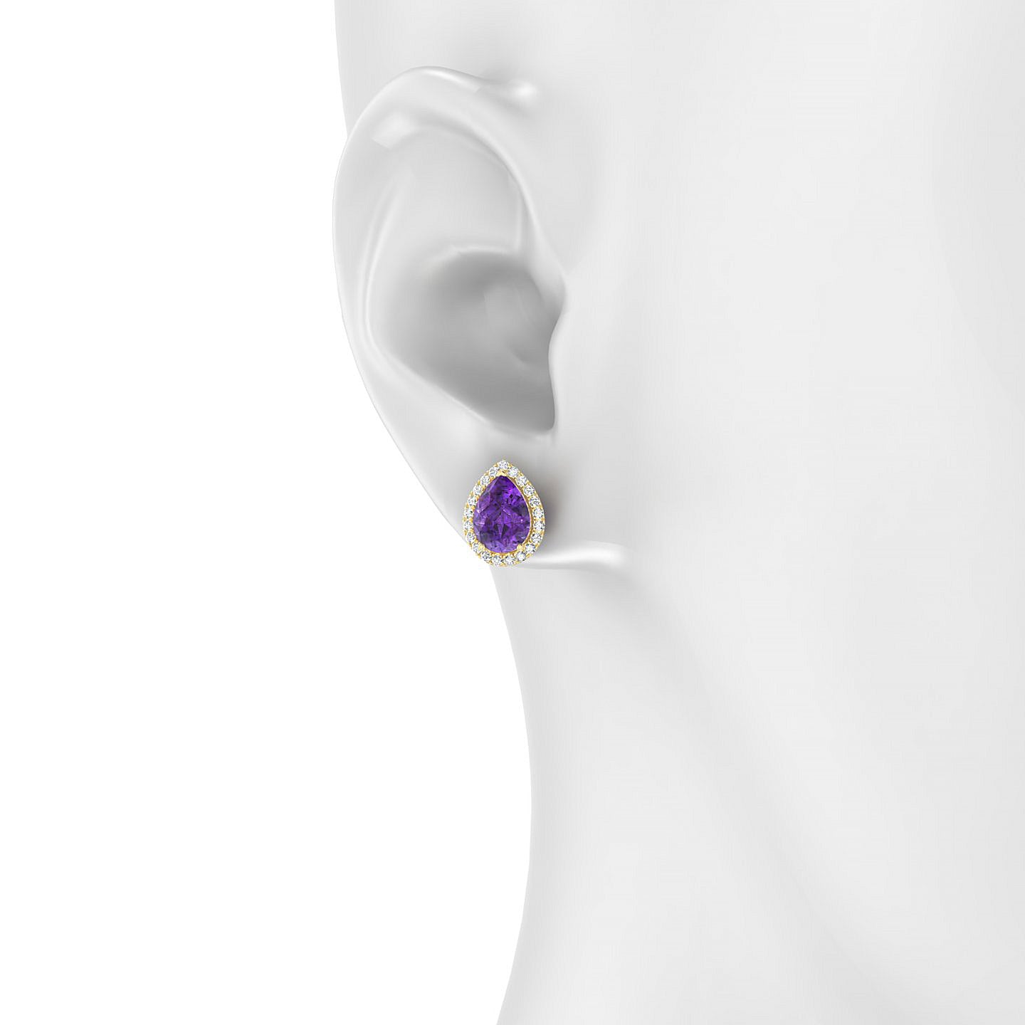 Solar | 18k Yellow Gold 8 x 6 mm Pear Amethyst Earrings