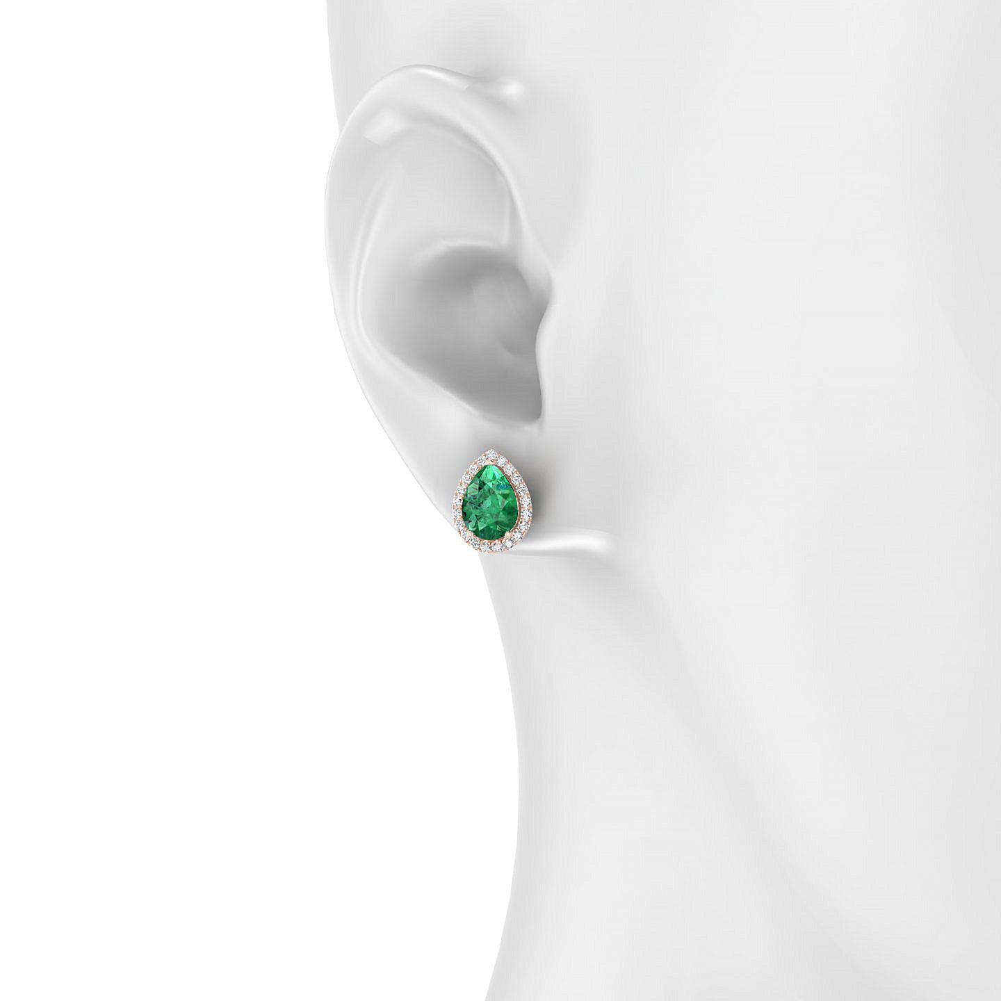 Solar | 18k Rose Gold 8 x 6 mm Pear Emerald Earrings