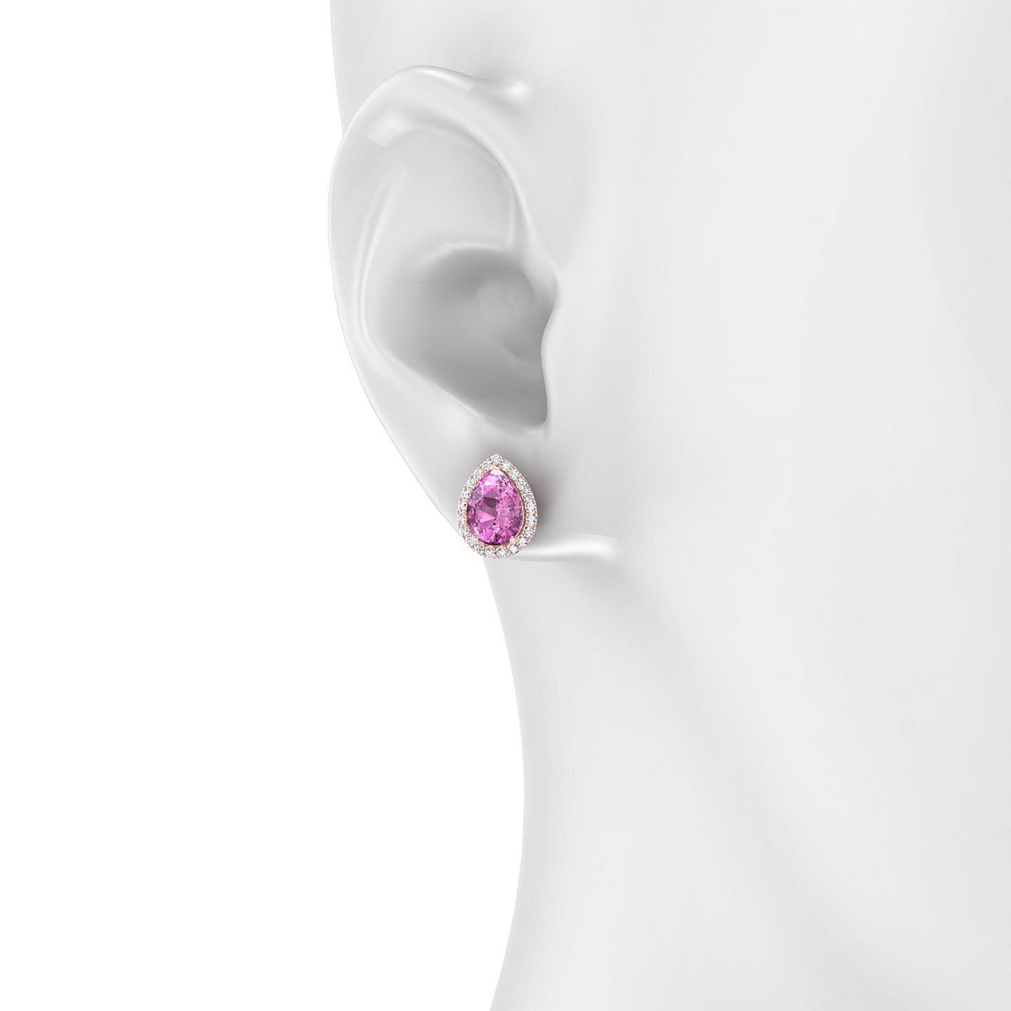 Solar | 18k Rose Gold 8 x 6 mm Pear Pink Sapphire Earrings