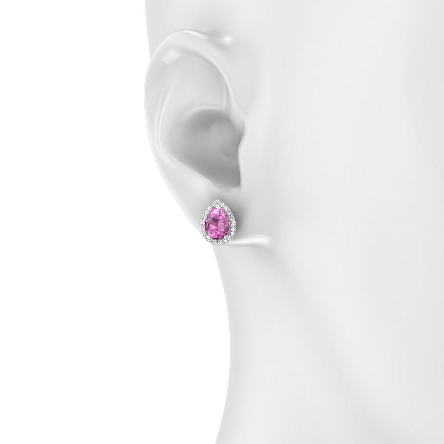 Solar | 18k White Gold 8 x 6 mm Pear Pink Sapphire Earrings