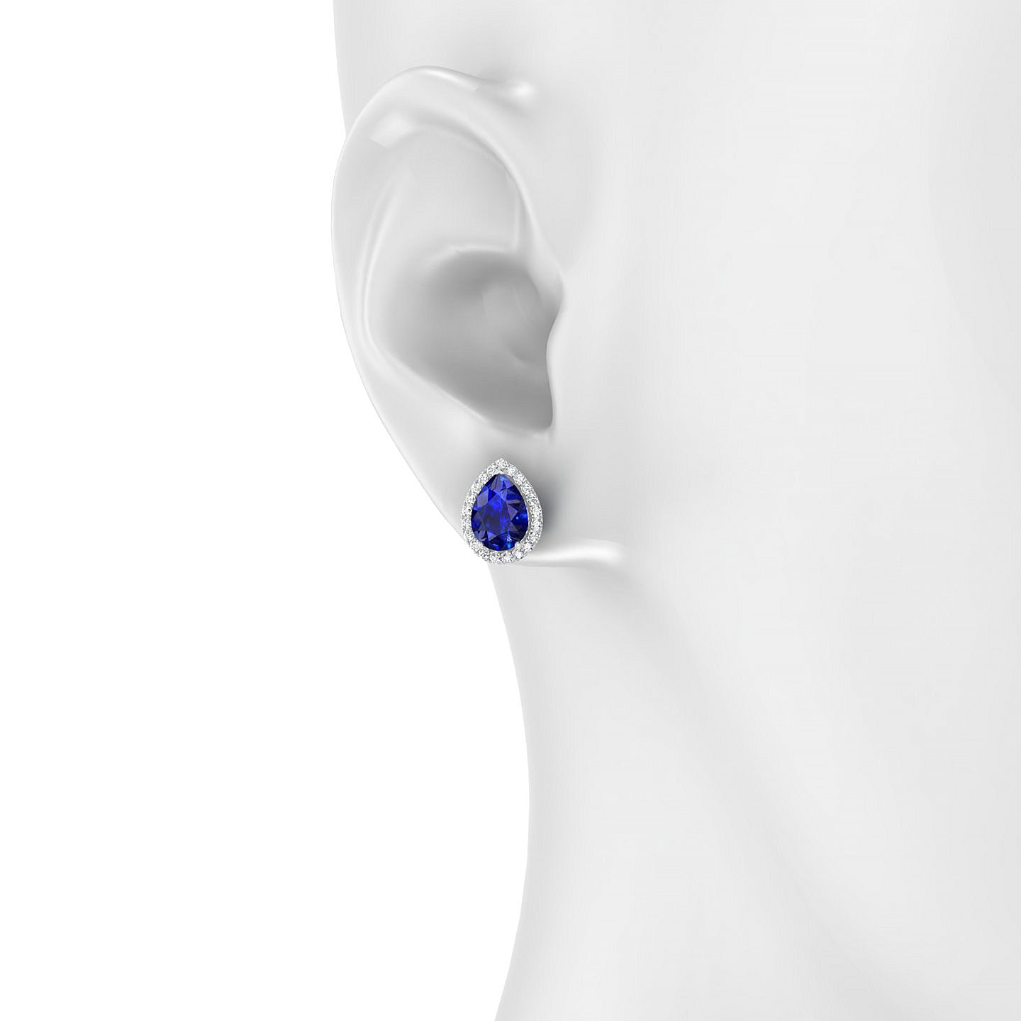 Solar | 18k White Gold 8 x 6 mm Pear Sapphire Earrings