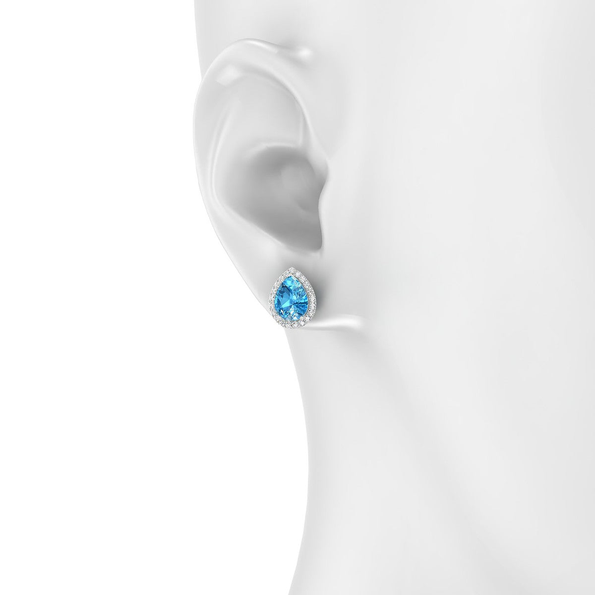 Solar | 18k White Gold 8 x 6 mm Pear Topaz Earrings