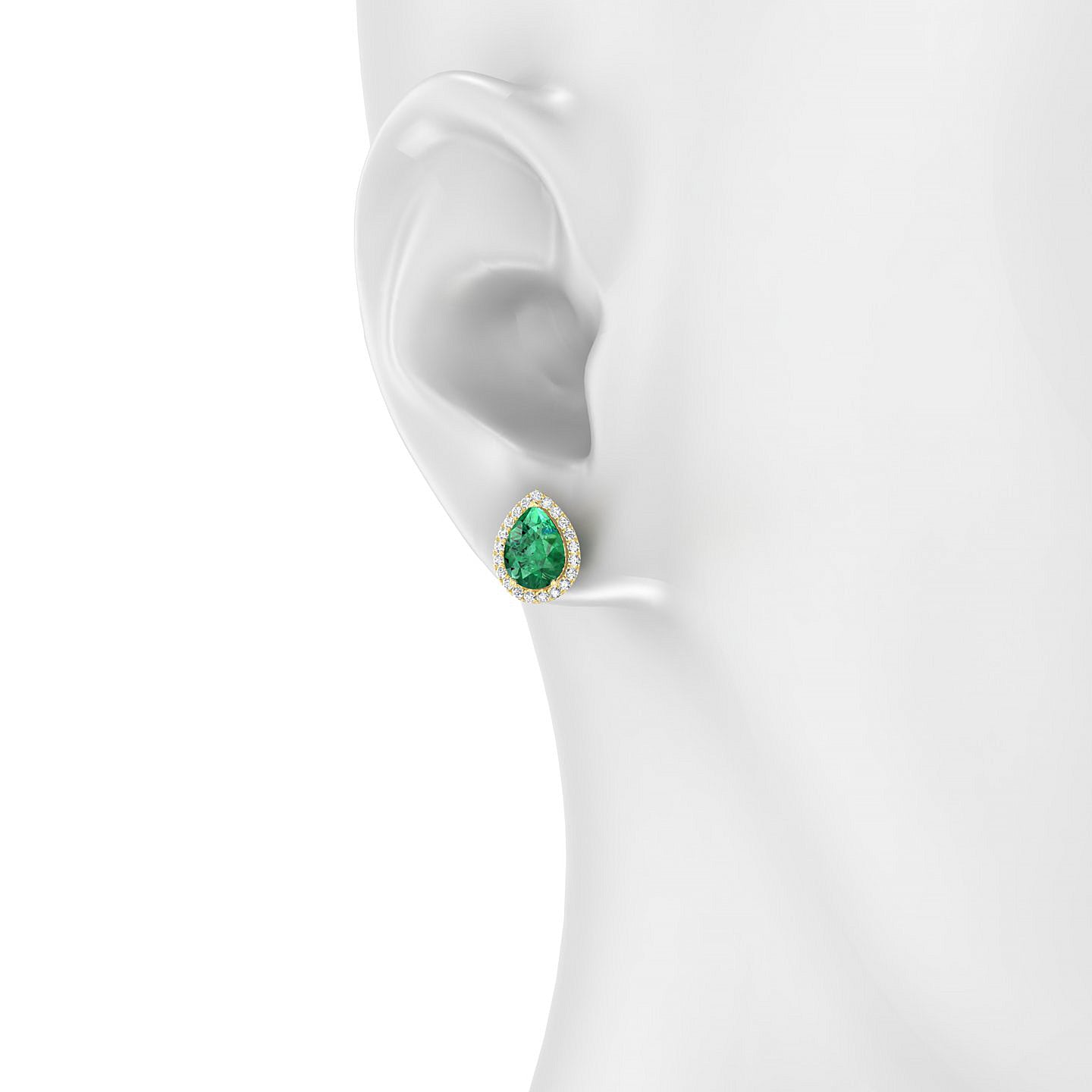 Solar | 18k Yellow Gold 8 x 6 mm Pear Emerald Earrings