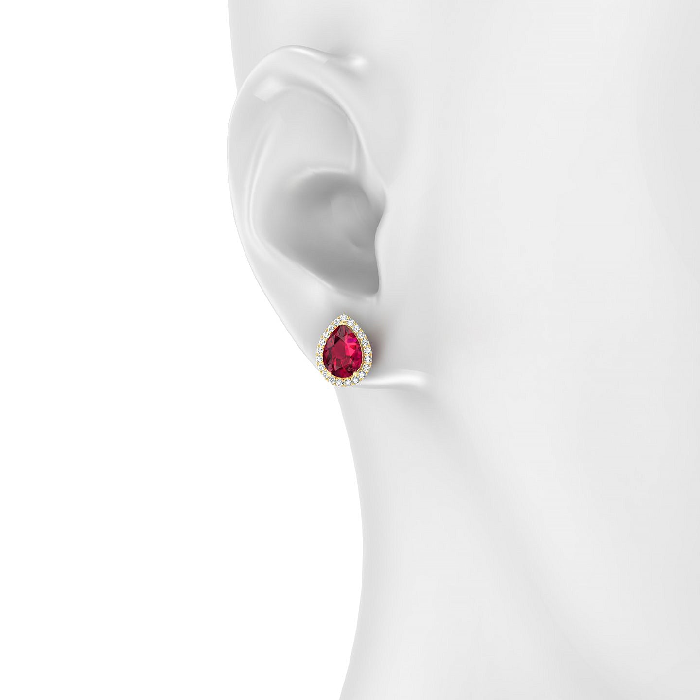 Solar | 18k Yellow Gold 8 x 6 mm Pear Ruby Earrings