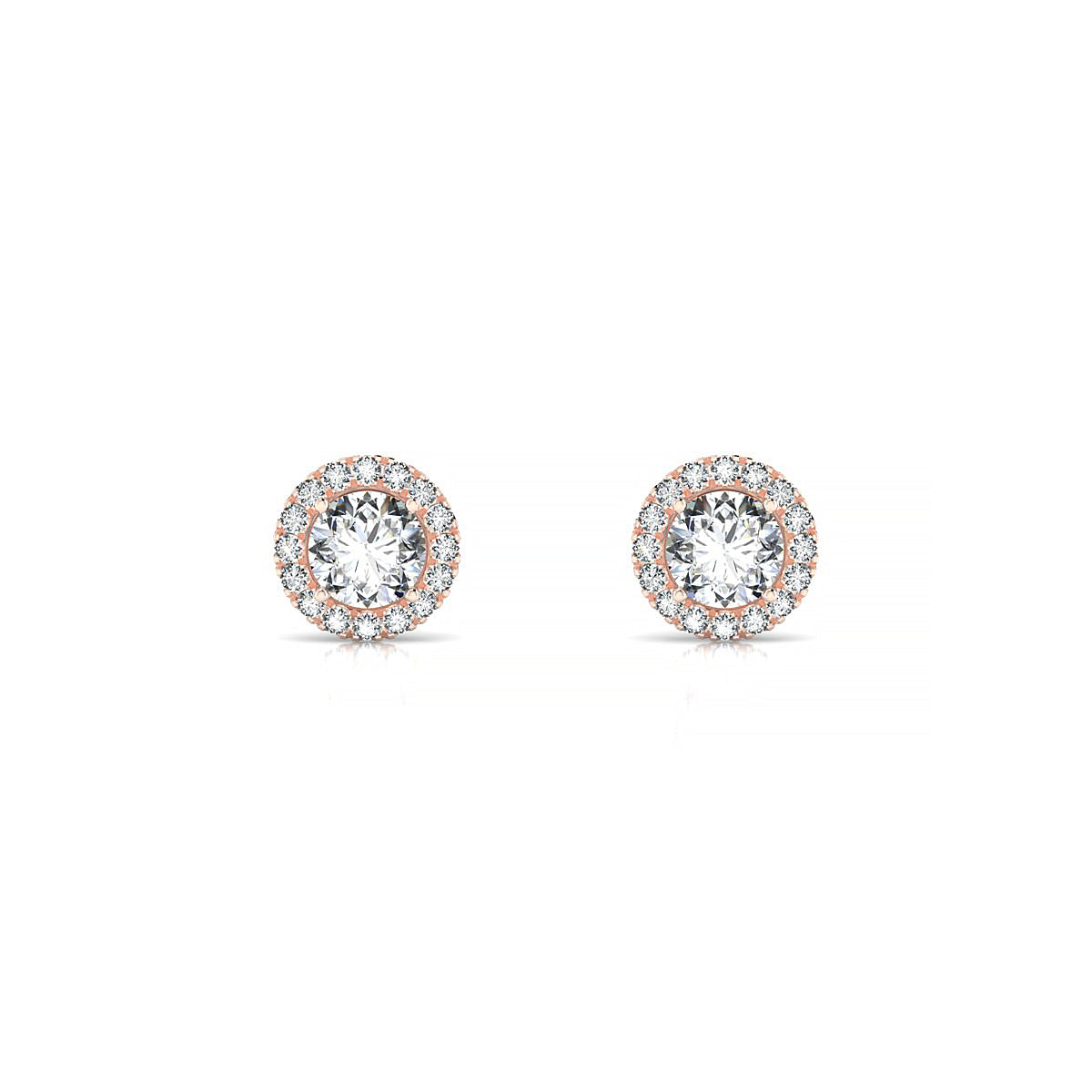 Solar | 18k Rose Gold 4.2 mm Round Diamond Earrings