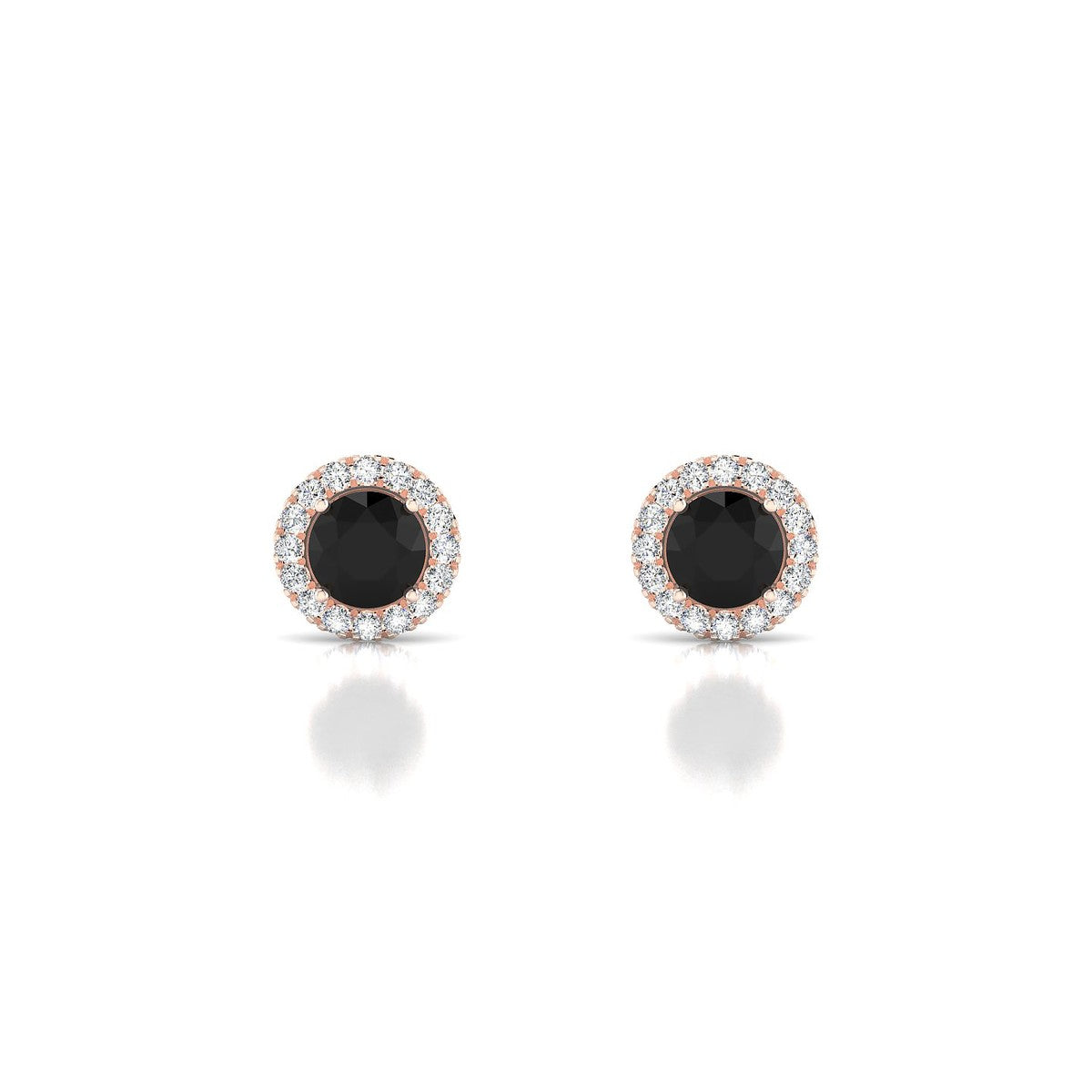 Solar | 18k Rose Gold 4.5 mm Round Black Diamond Earrings