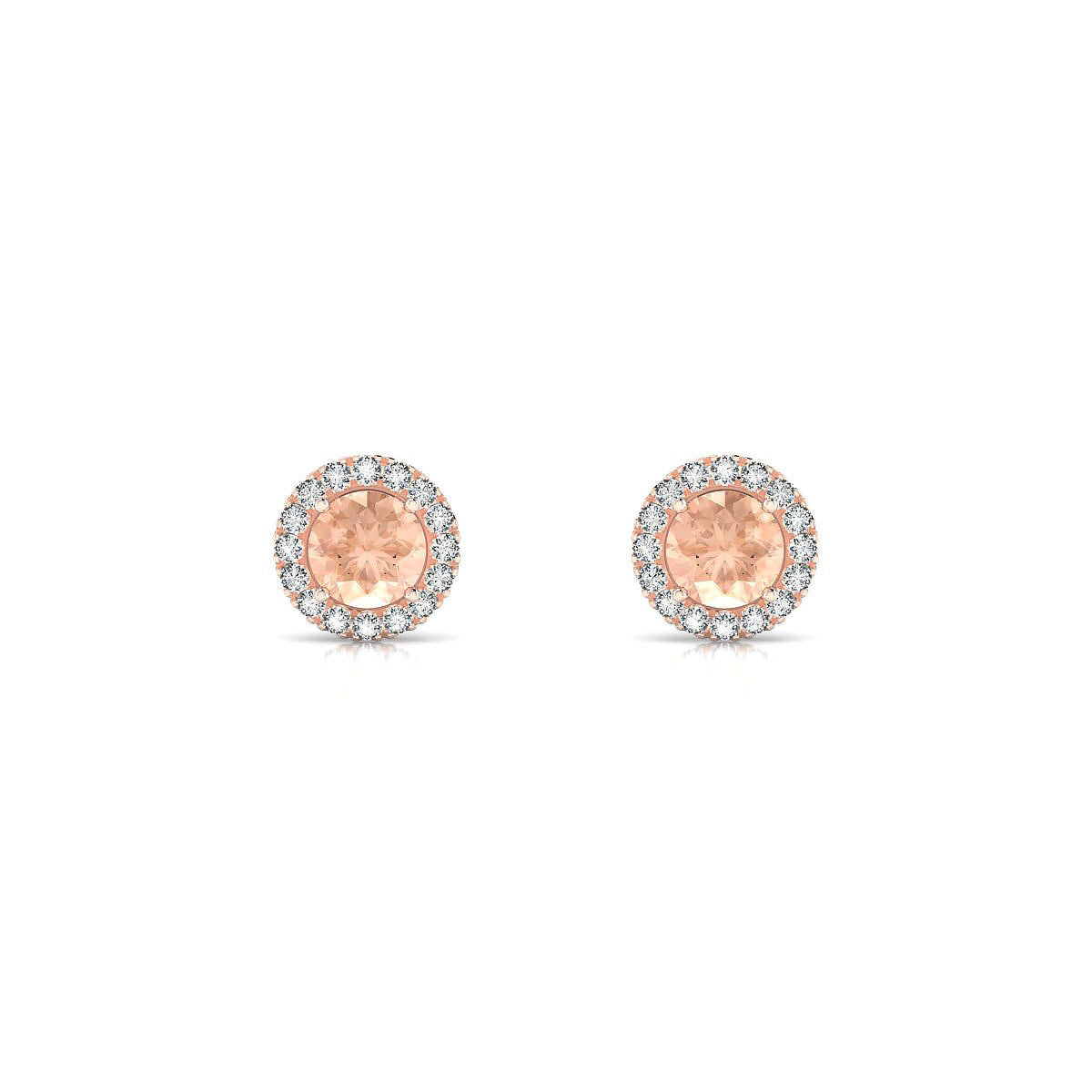 Solar | 18k Rose Gold 4.5 mm Round Morganite Earrings