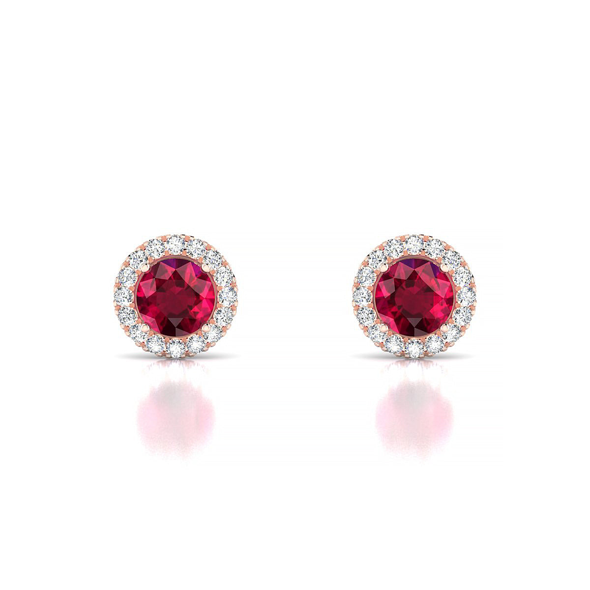 Solar | 18k Rose Gold 4.5 mm Round Ruby Earrings