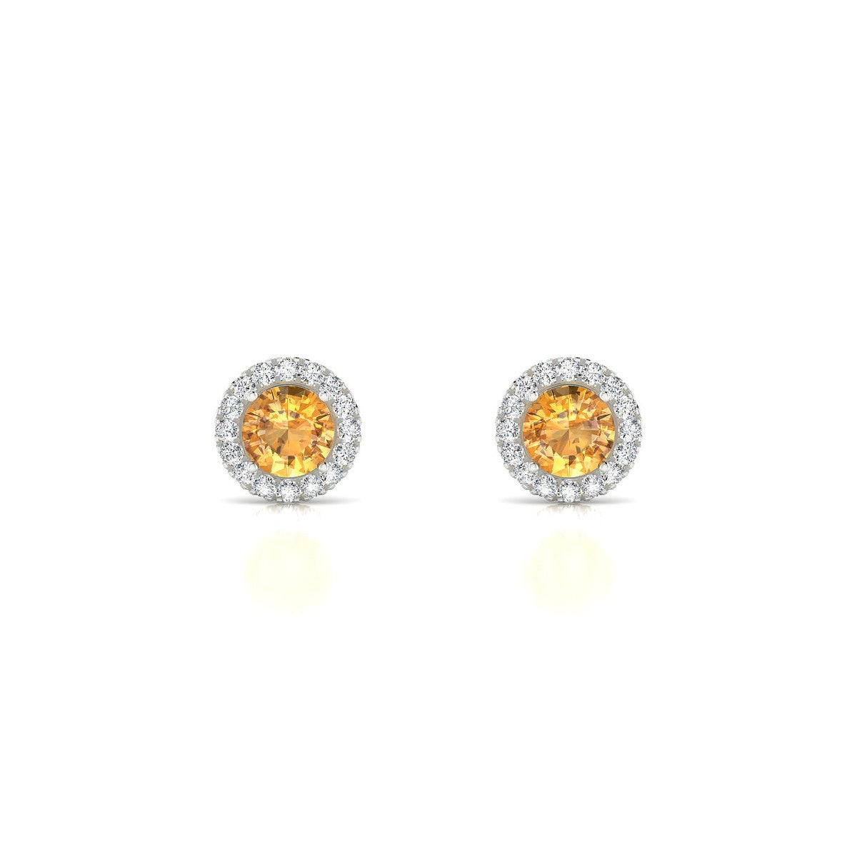 Solar | 18k White Gold 4.5 mm Round Citrine Earrings