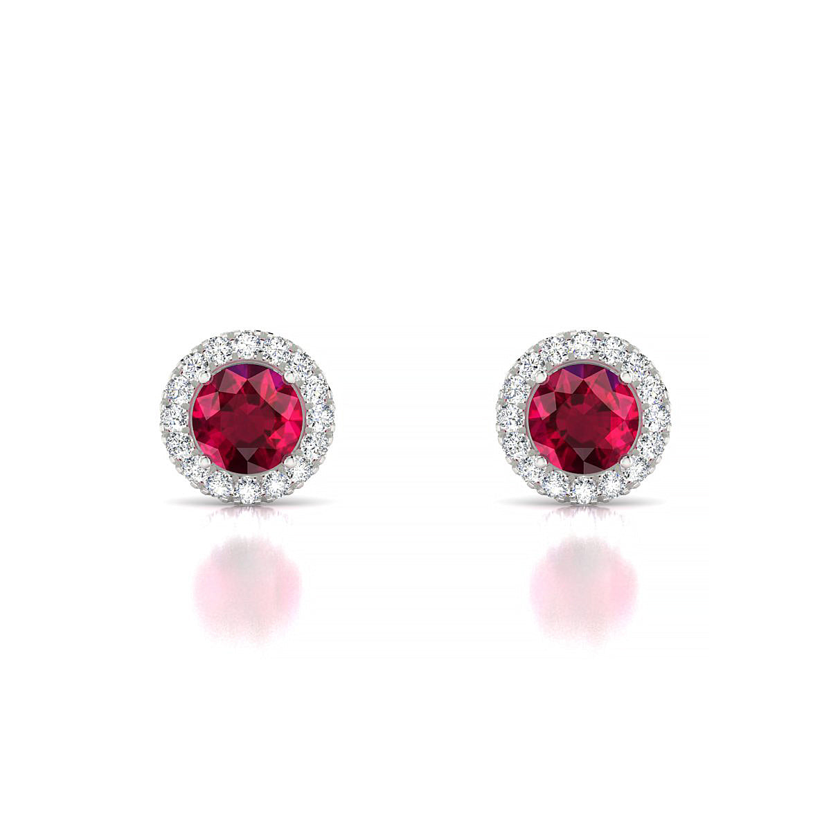 Solar | 18k White Gold 4.5 mm Round Ruby Earrings