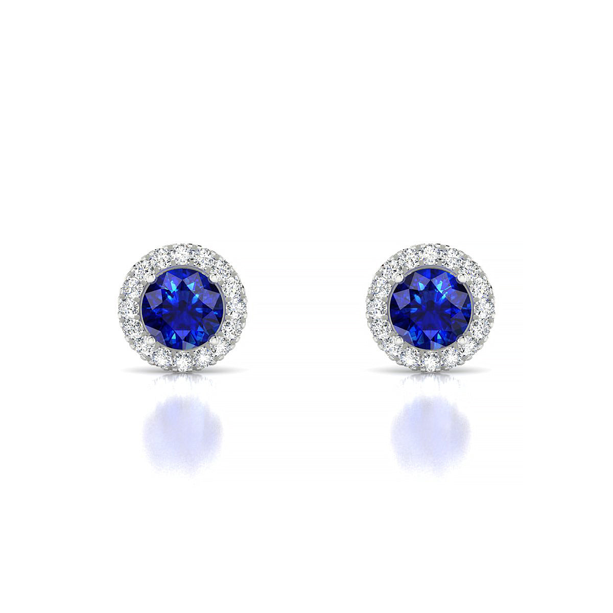 Solar | 18k White Gold 4.5 mm Round Sapphire Earrings