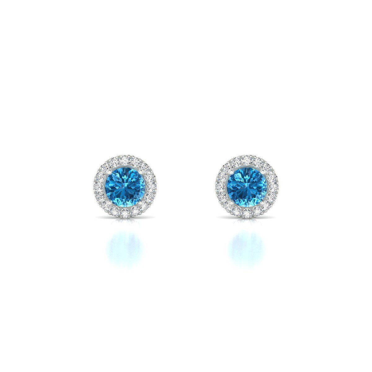 Solar | 18k White Gold 4.5 mm Round Topaz Earrings