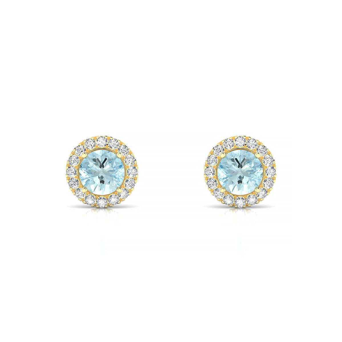Solar | 18k Yellow Gold 4.5 mm Round Aquamarine Earrings