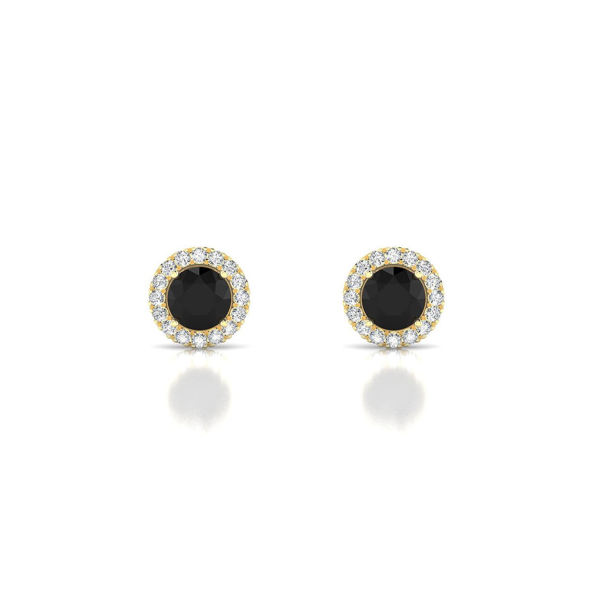 Solar | 18k Yellow Gold 4.5 mm Round Black Diamond Earrings