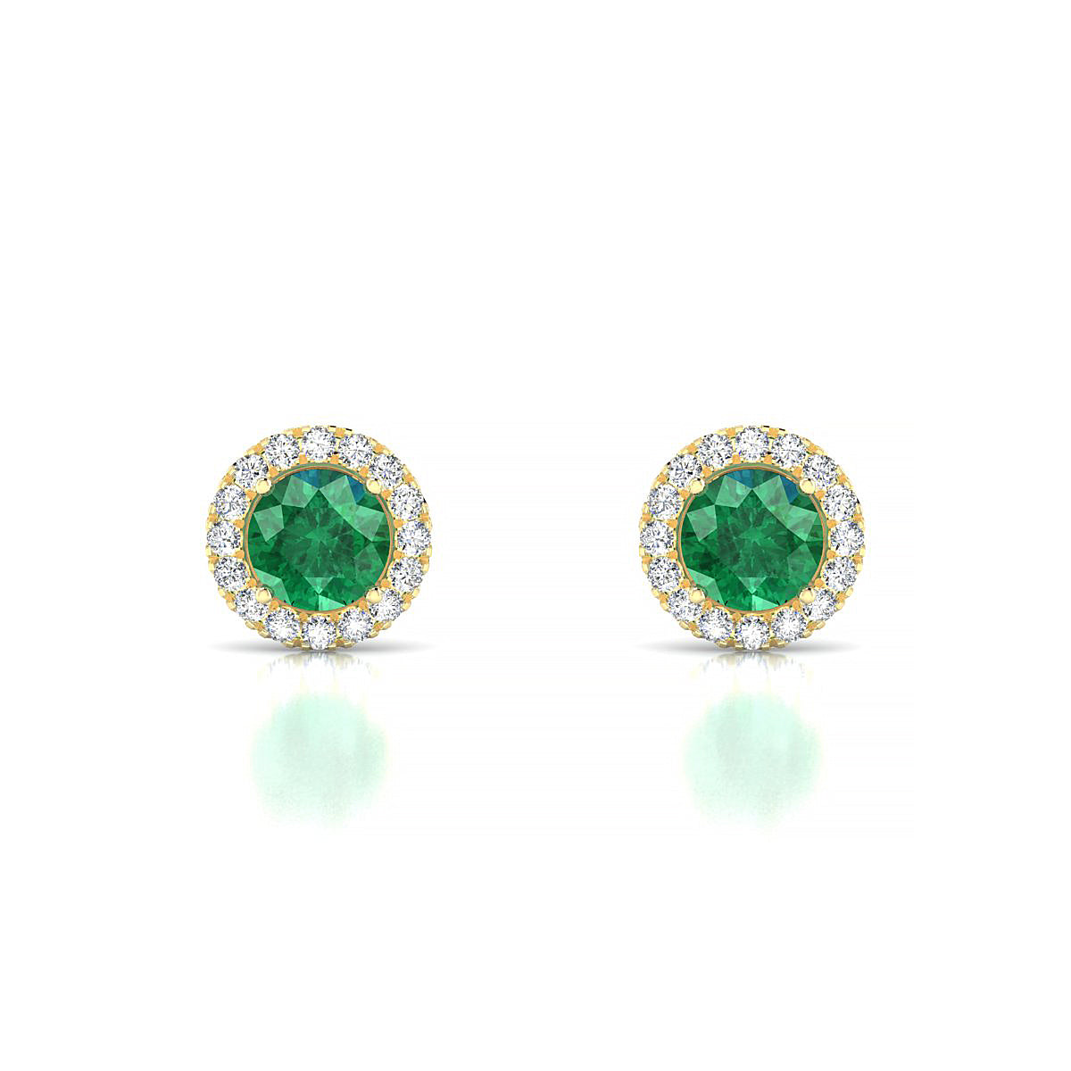 Solar | 18k Yellow Gold 4.5 mm Round Emerald Earrings