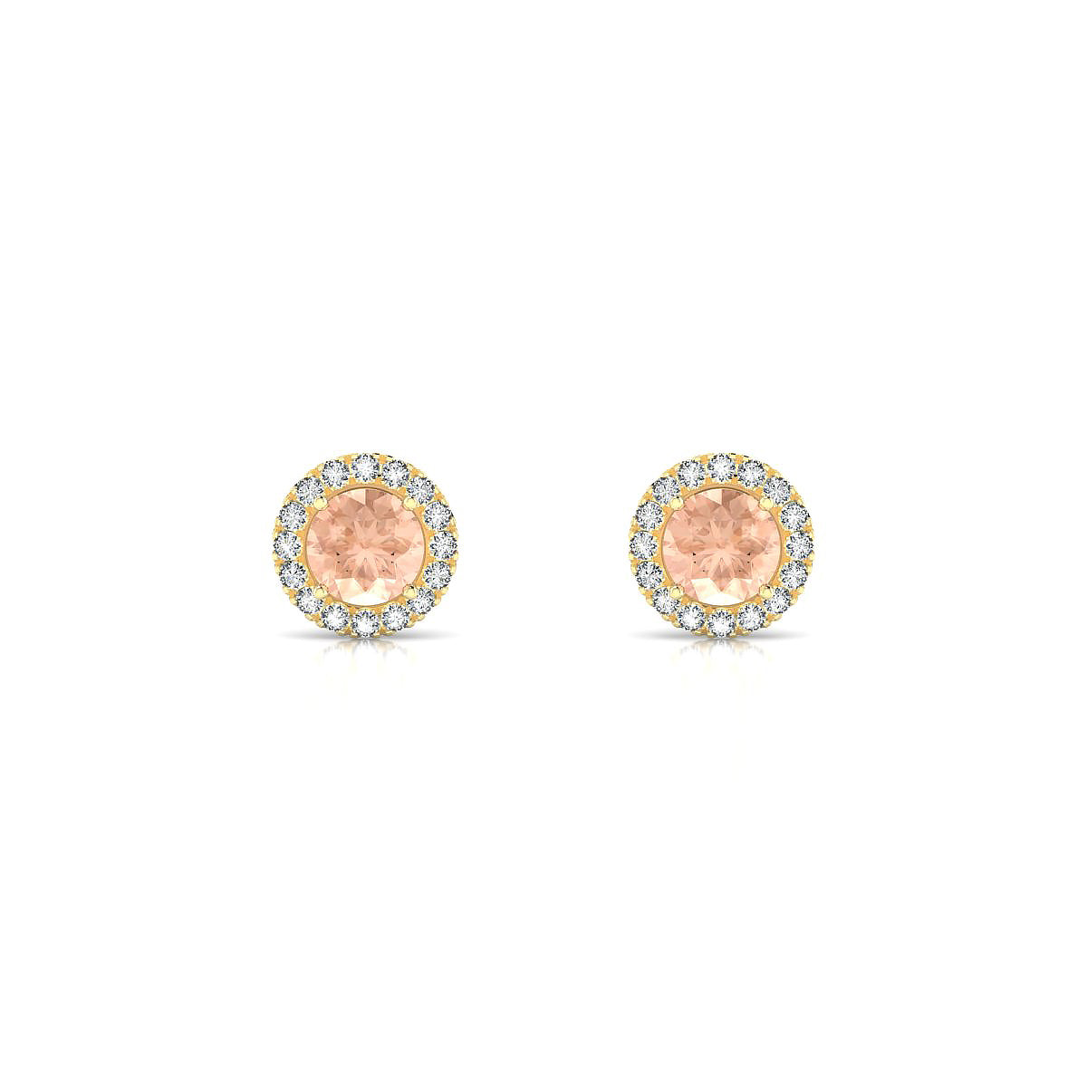 Solar | 18k Yellow Gold 4.5 mm Round Morganite Earrings