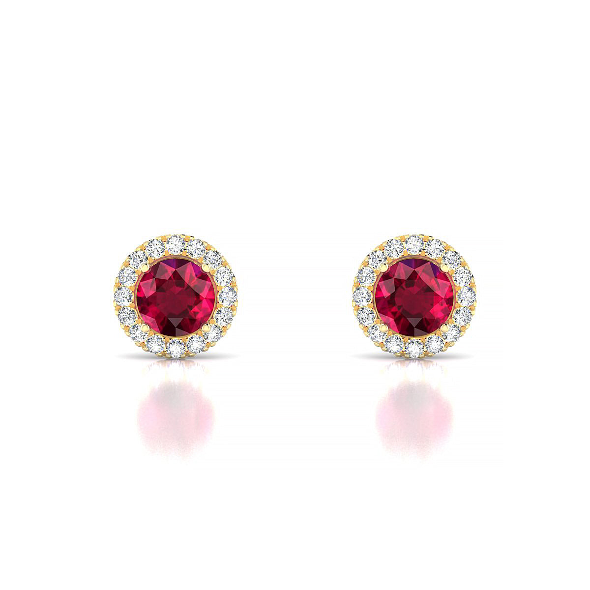 Solar | 18k Yellow Gold 4.5 mm Round Ruby Earrings
