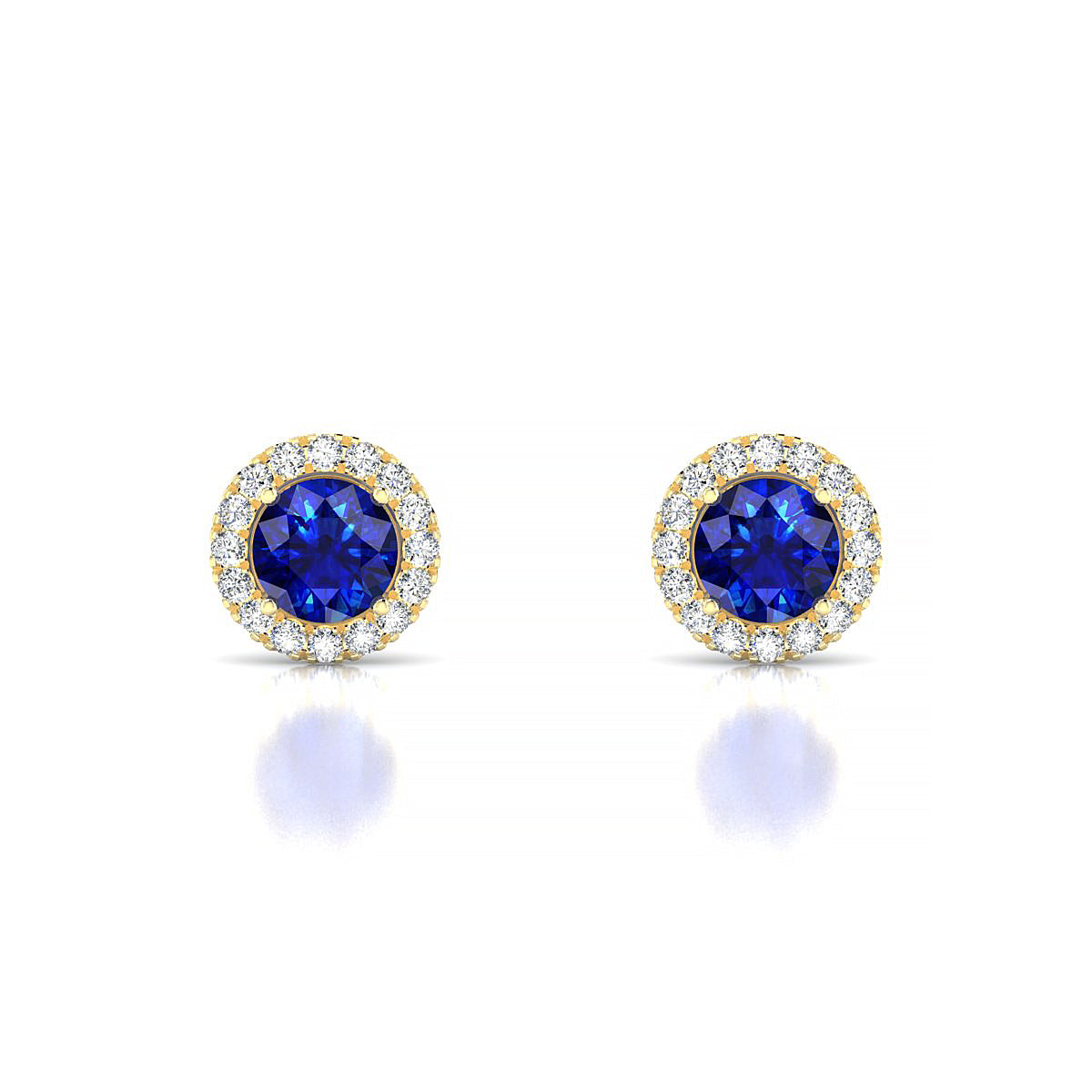 Solar | 18k Yellow Gold 4.5 mm Round Sapphire Earrings