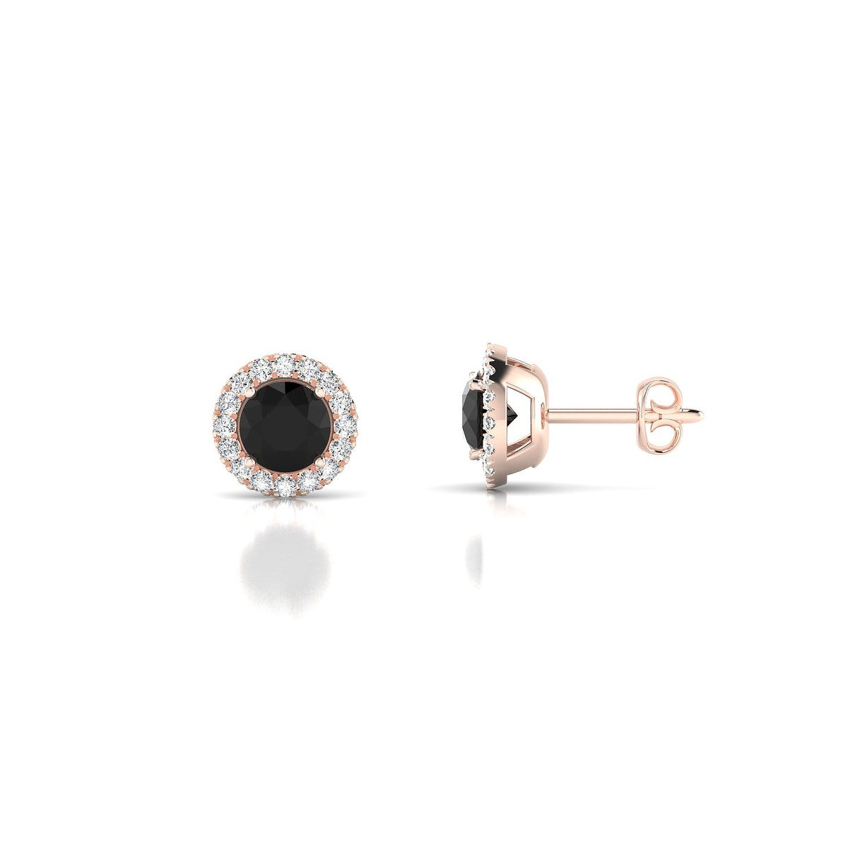 Solar | 18k Rose Gold 4.5 mm Round Black Diamond Earrings