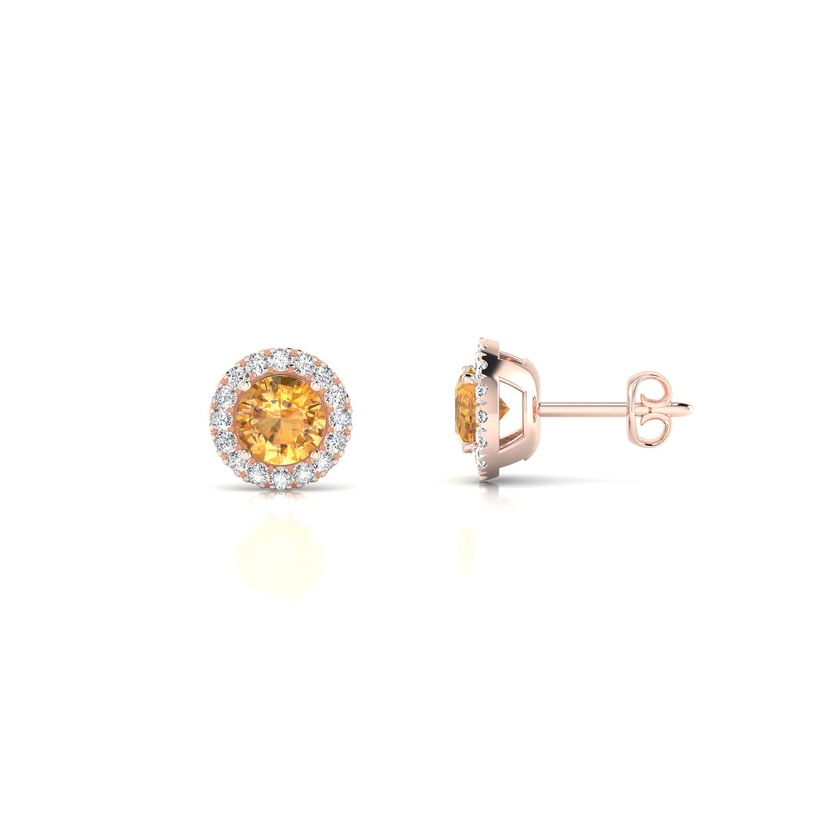 Solar | 18k Rose Gold 4.5 mm Round Citrine Earrings