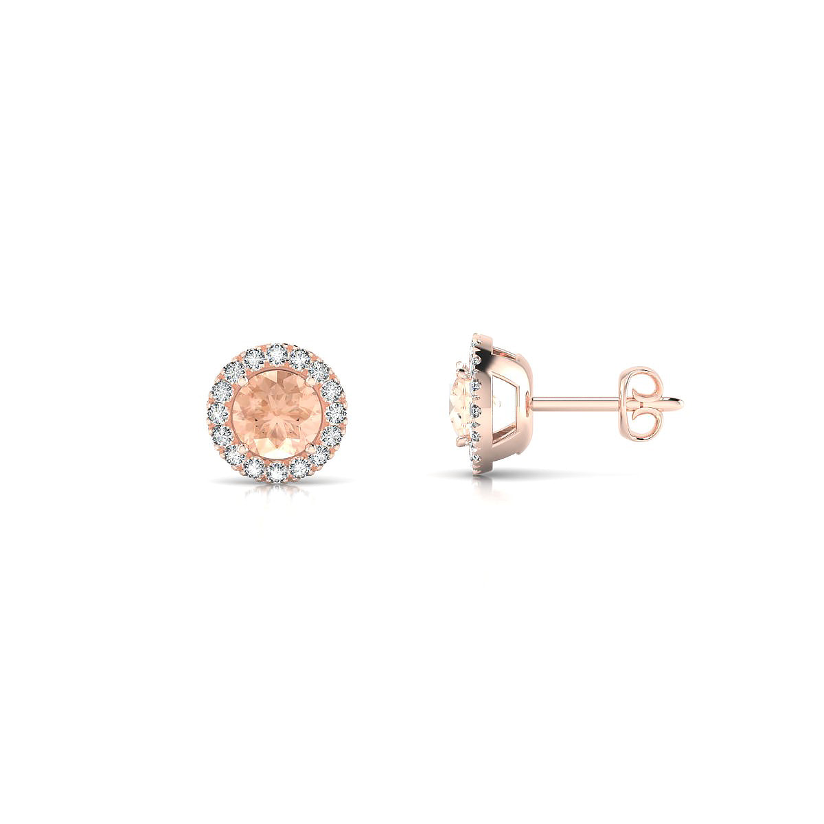 Solar | 18k Rose Gold 4.5 mm Round Morganite Earrings