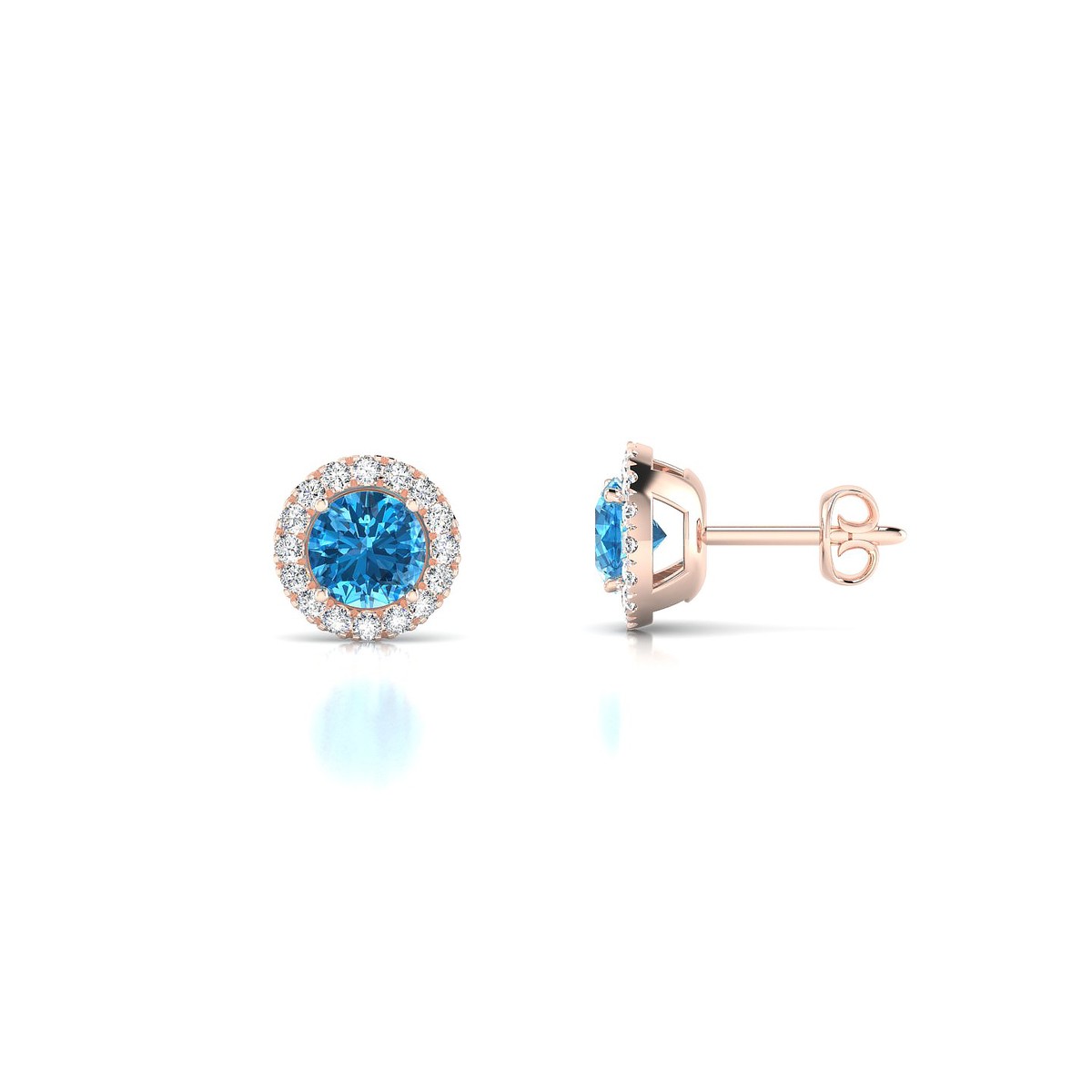 Solar | 18k Rose Gold 4.5 mm Round Topaz Earrings