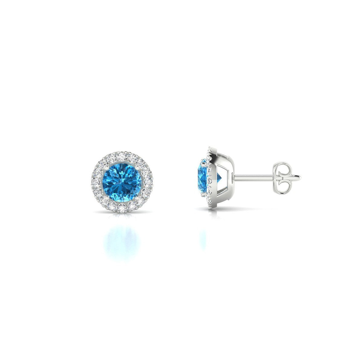 Solar | 18k White Gold 4.5 mm Round Topaz Earrings