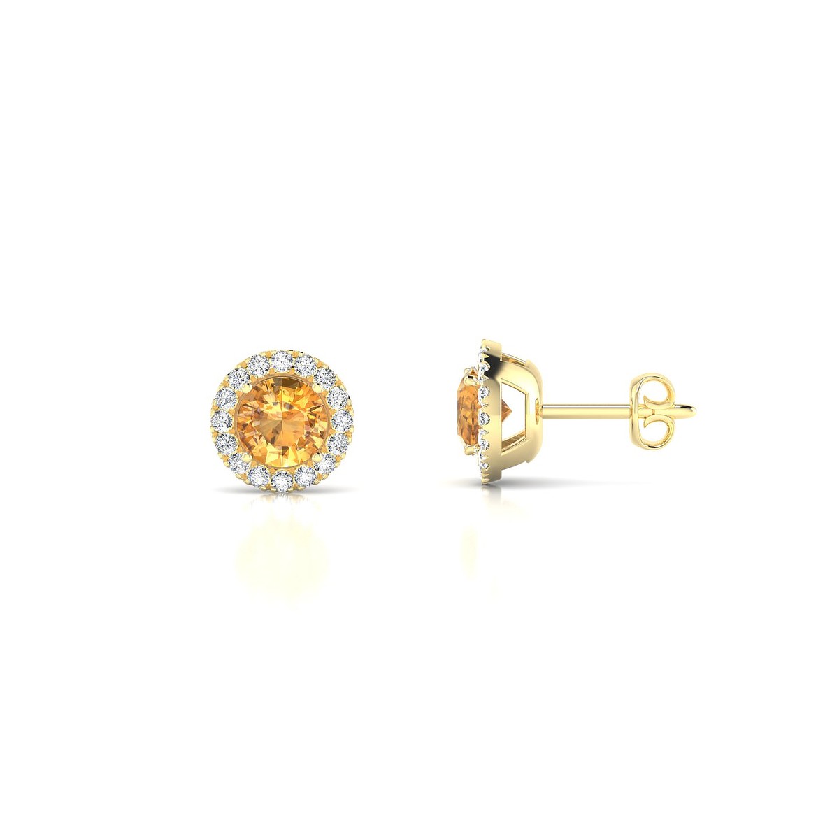 Solar | 18k Yellow Gold 4.5 mm Round Citrine Earrings