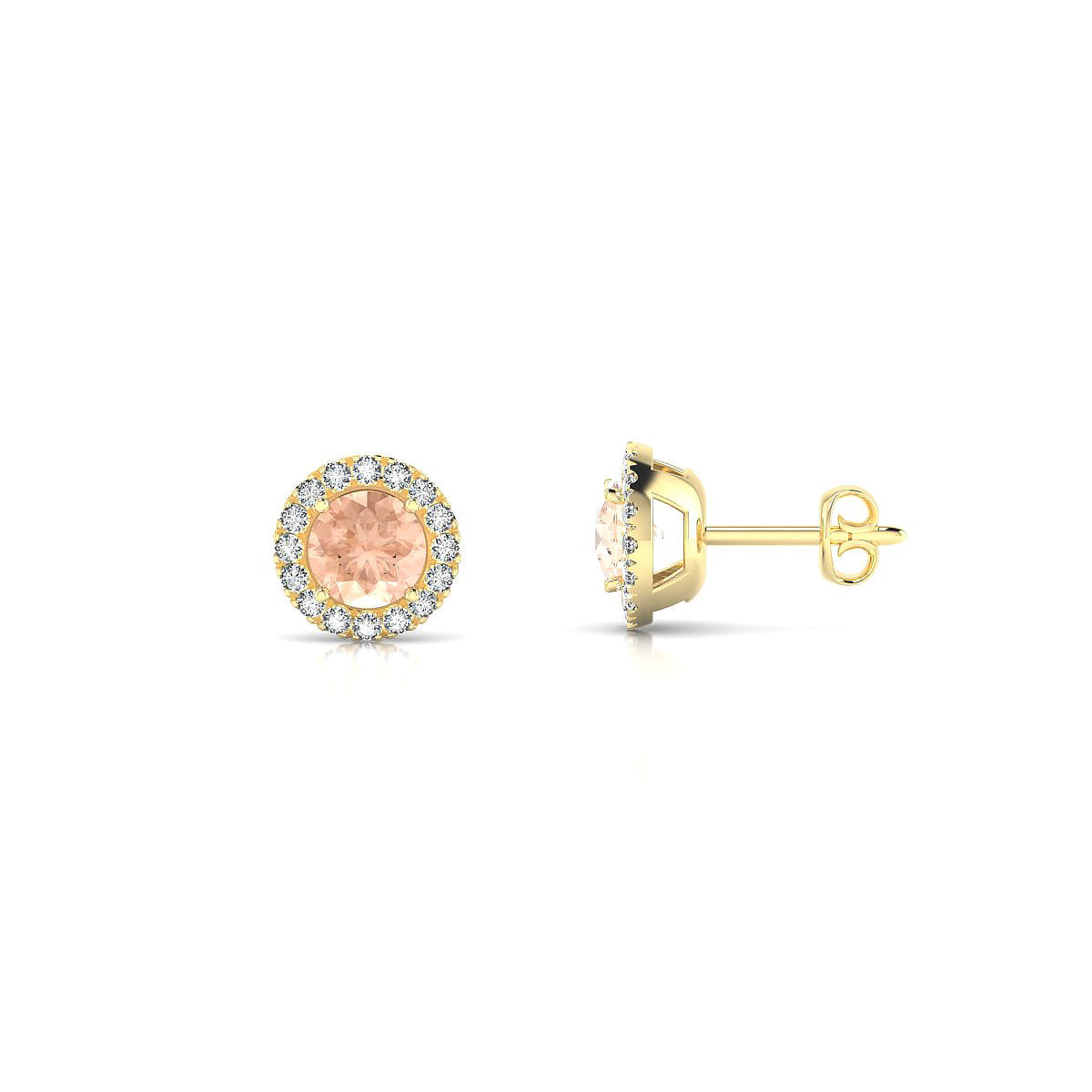 Solar | 18k Yellow Gold 4.5 mm Round Morganite Earrings