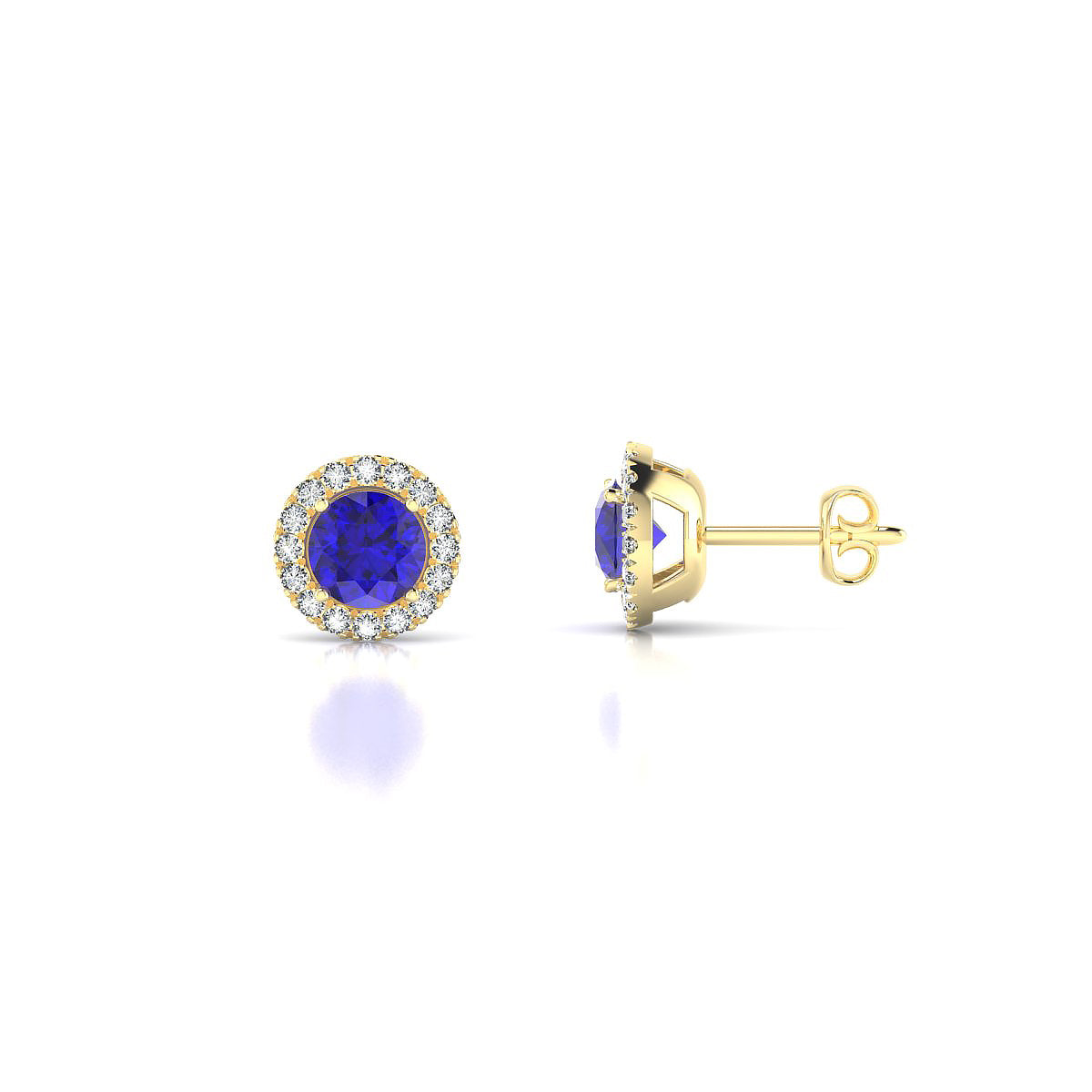 Solar | 18k Yellow Gold 4.5 mm Round Tanzanite Earrings