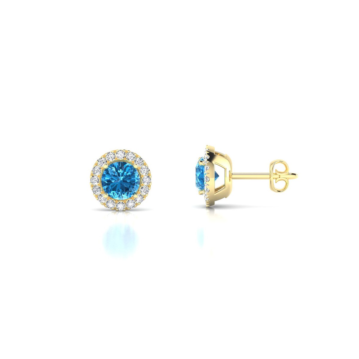 Solar | 18k Yellow Gold 4.5 mm Round Topaz Earrings