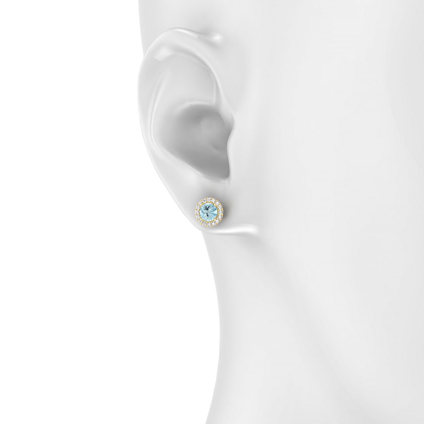 Solar | 18k Yellow Gold 4.5 mm Round Aquamarine Earrings