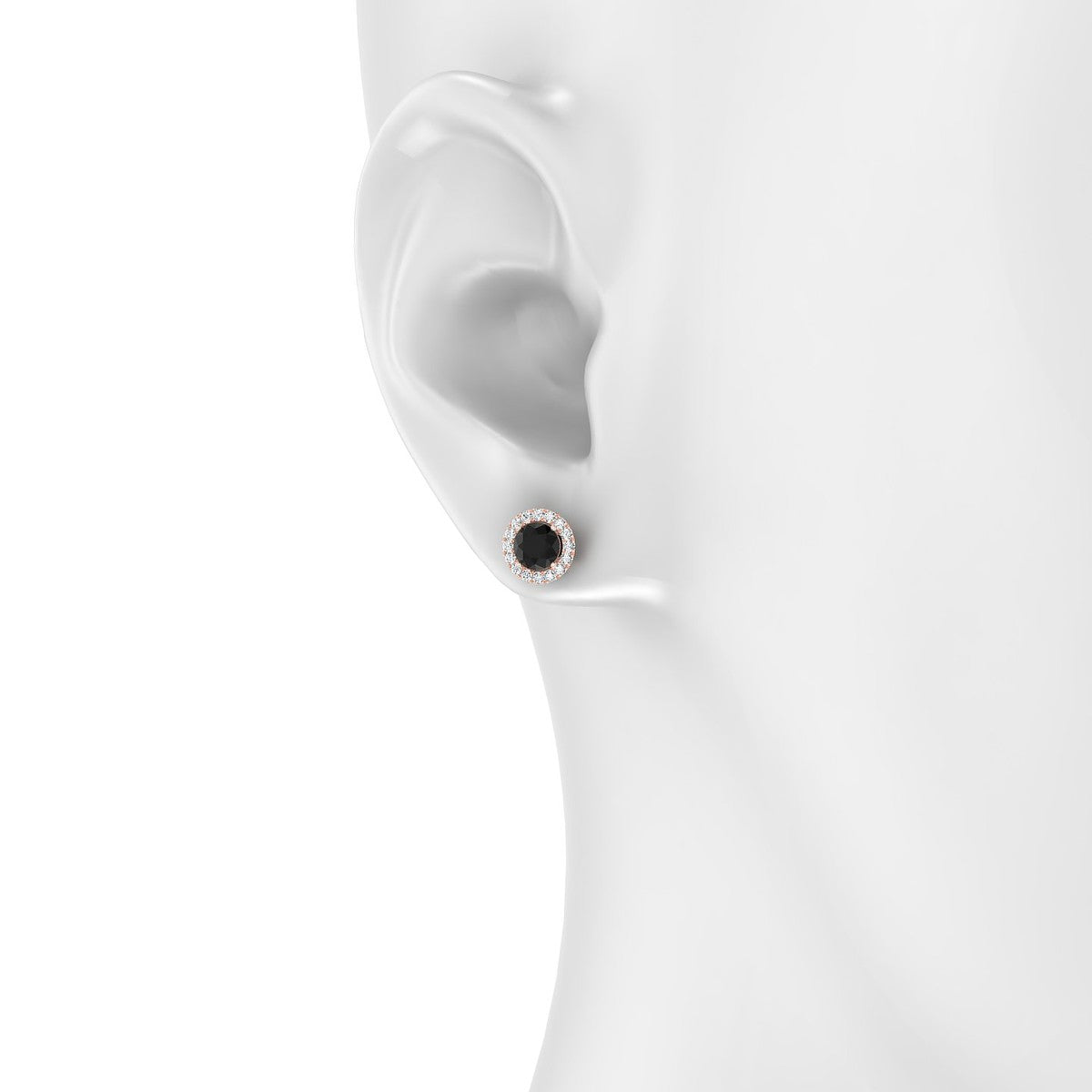 Solar | 18k Rose Gold 4.5 mm Round Black Diamond Earrings