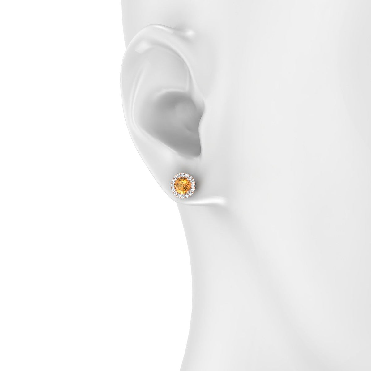 Solar | 18k Rose Gold 4.5 mm Round Citrine Earrings