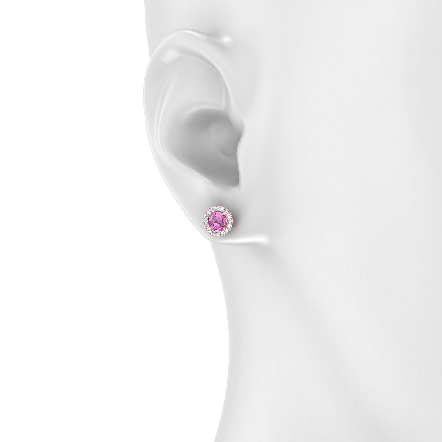 Solar | 18k Rose Gold 4.5 mm Round Pink Sapphire Earrings