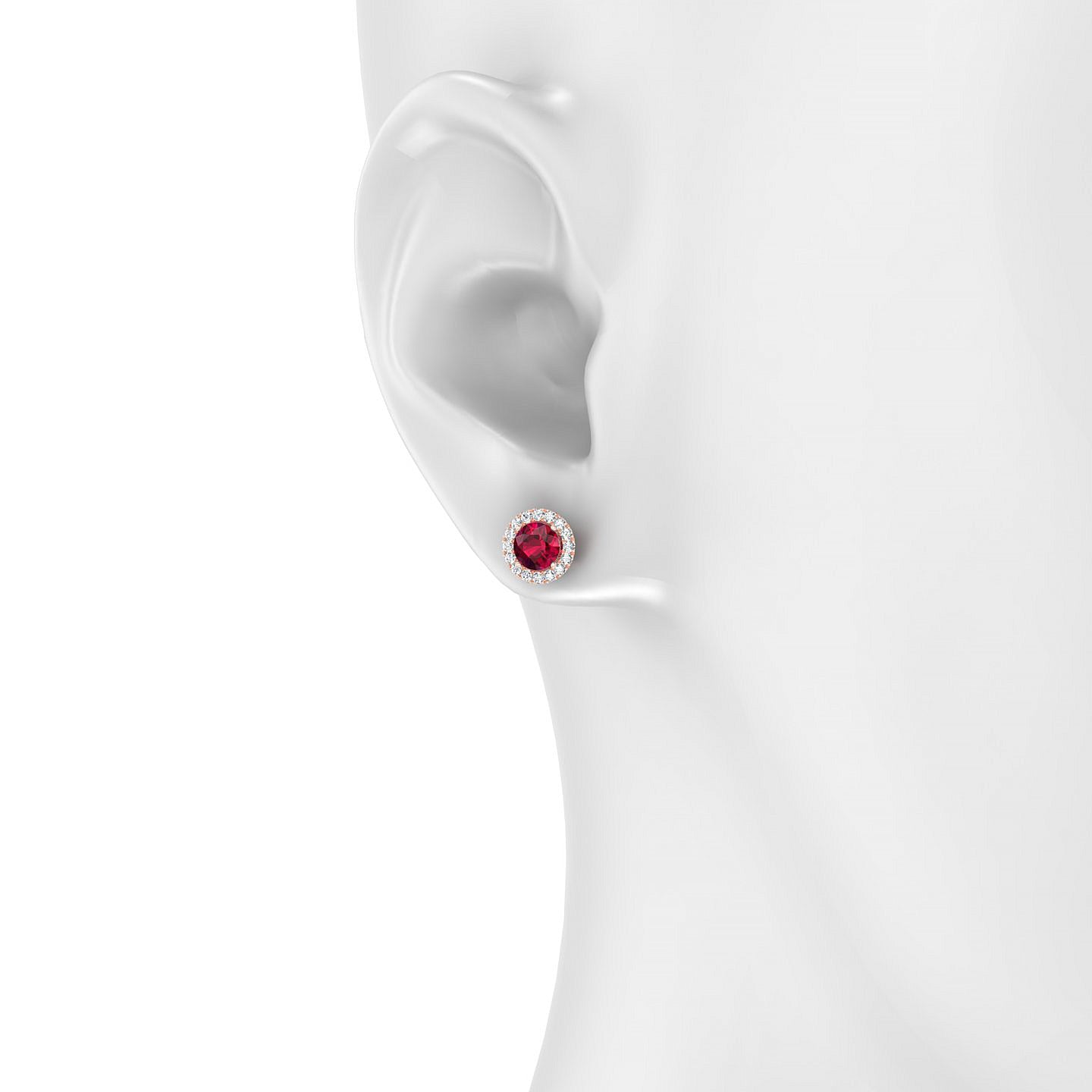 Solar | 18k Rose Gold 4.5 mm Round Ruby Earrings