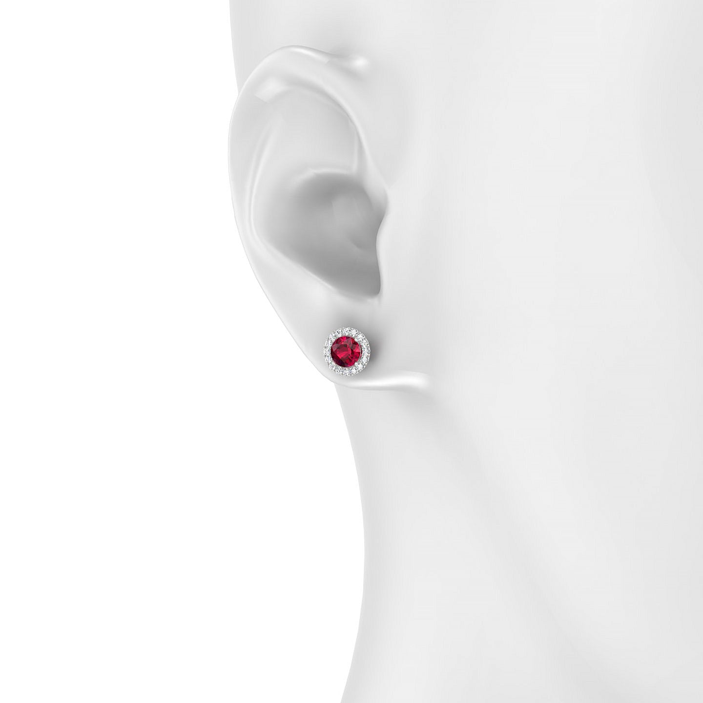 Solar | 18k White Gold 4.5 mm Round Ruby Earrings