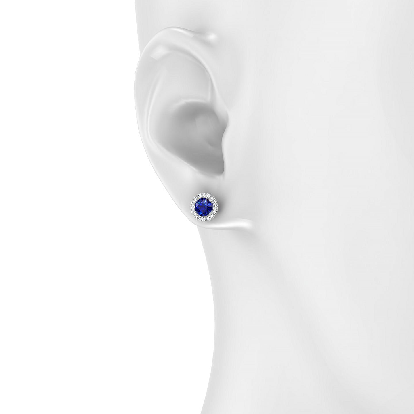 Solar | 18k White Gold 4.5 mm Round Sapphire Earrings
