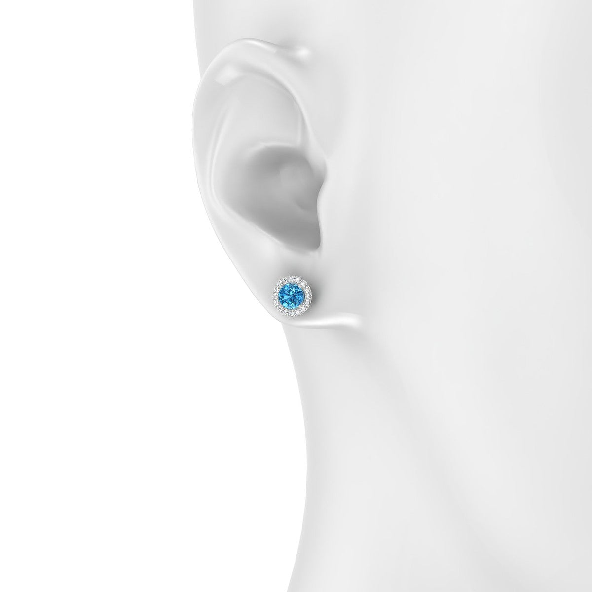 Solar | 18k White Gold 4.5 mm Round Topaz Earrings