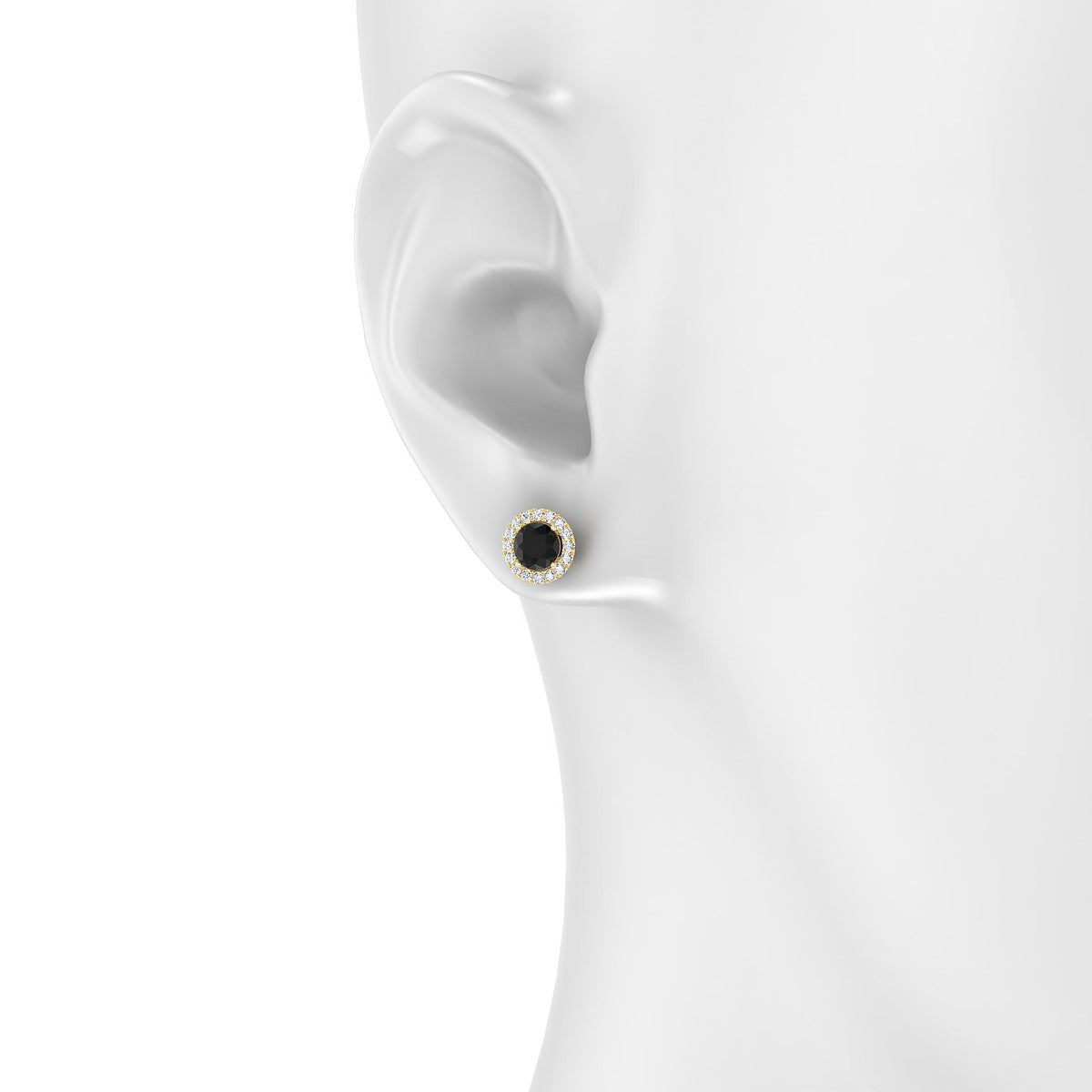 Solar | 18k Yellow Gold 4.5 mm Round Black Diamond Earrings