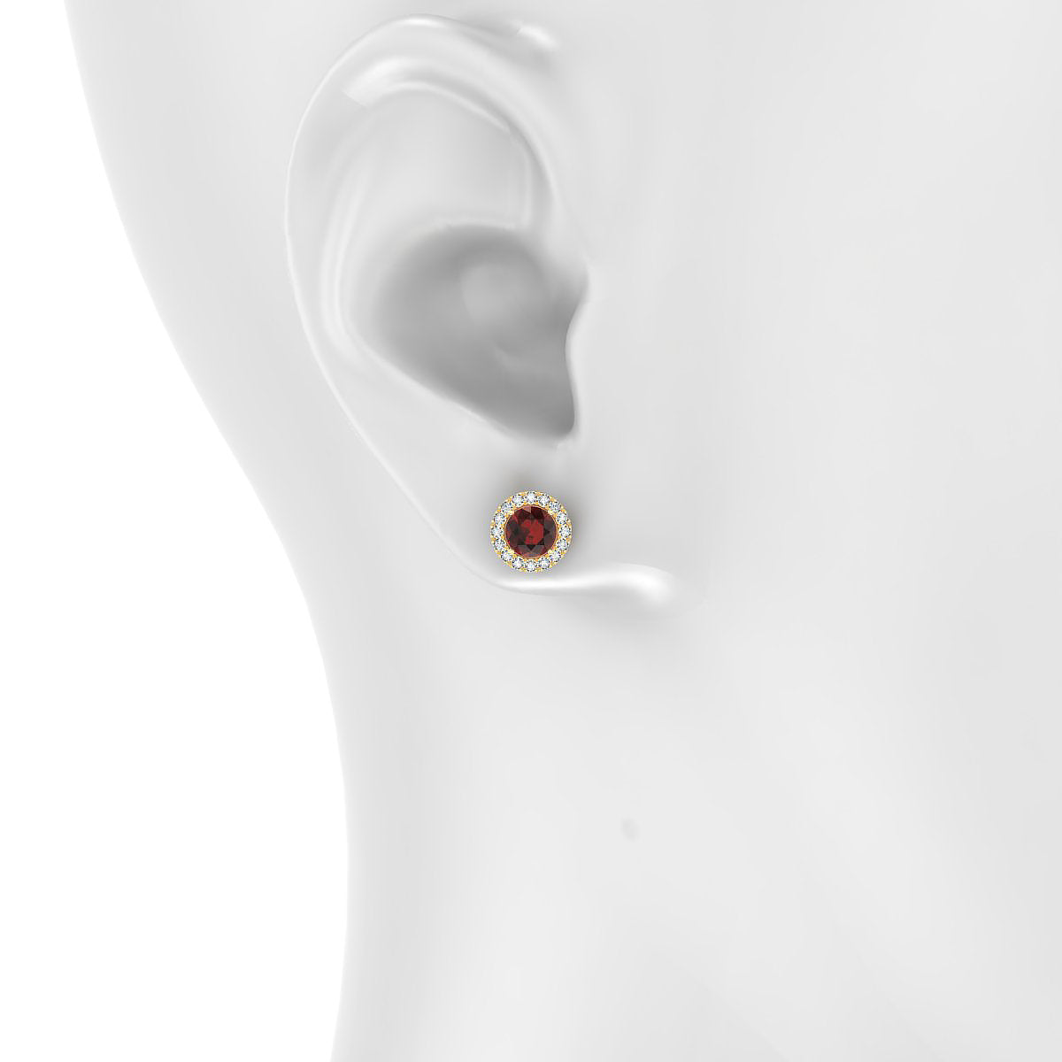 Solar | 18k Yellow Gold 4.5 mm Round Garnet Earrings