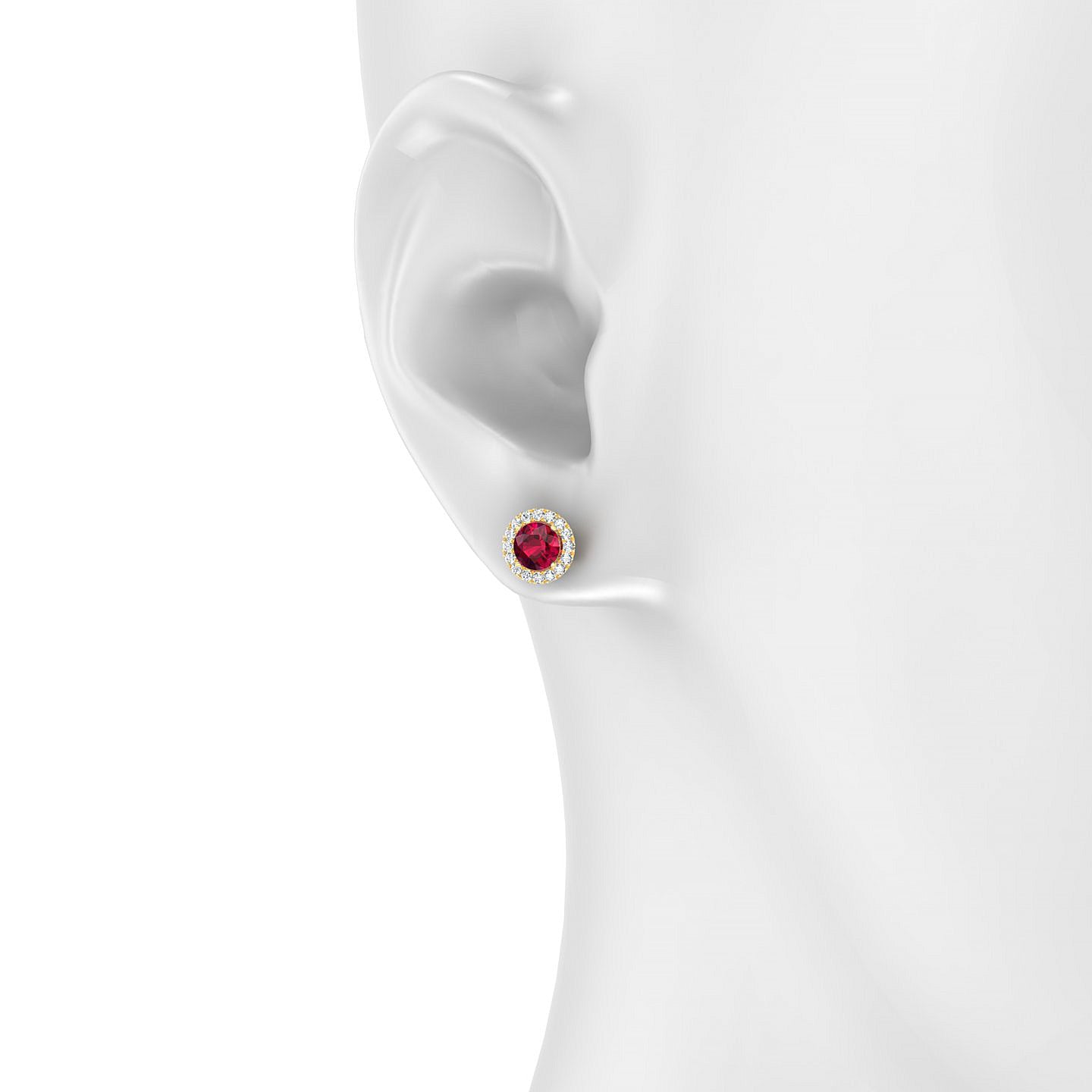 Solar | 18k Yellow Gold 4.5 mm Round Ruby Earrings