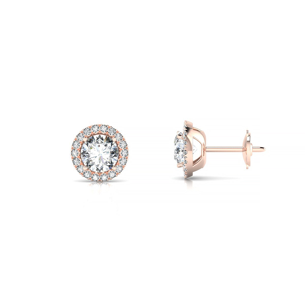 Solar | 18k Rose Gold 5.2 mm Round Diamond Earrings