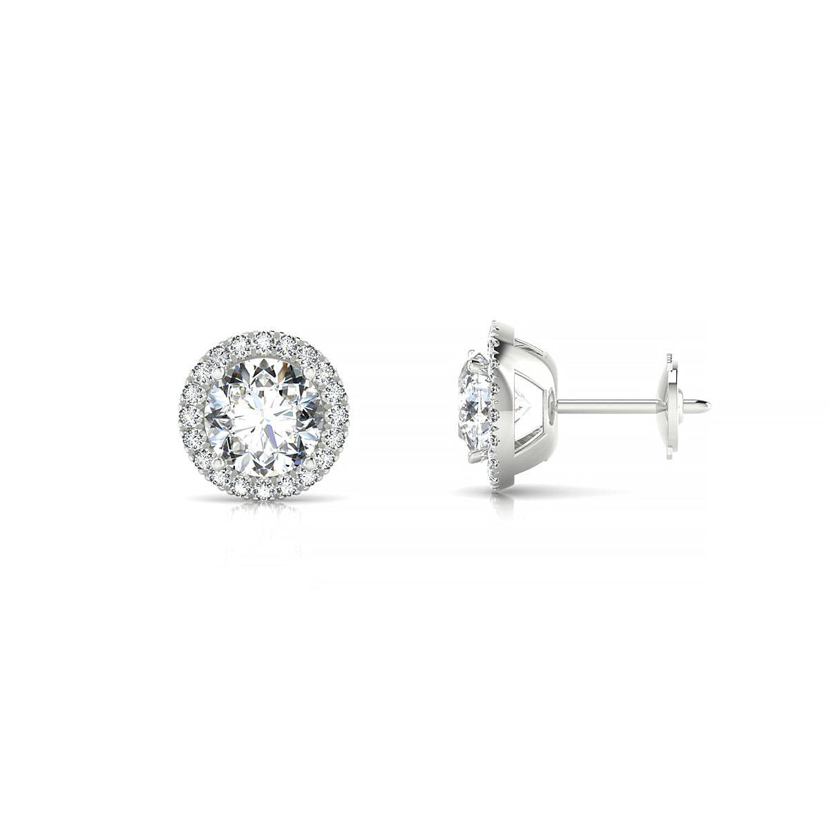 Solar | 18k White Gold 5.7 mm Round Diamond Earrings