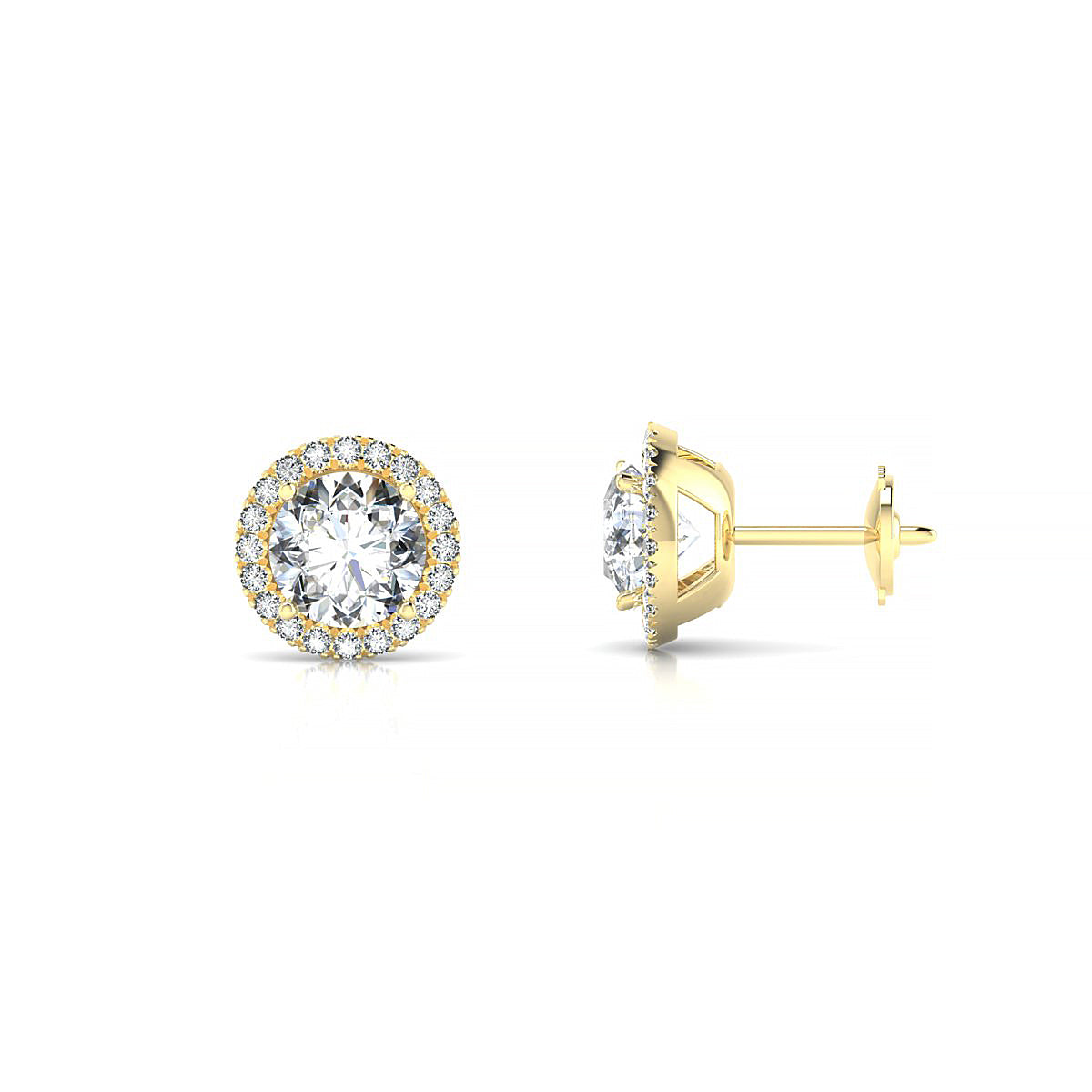 Solar | 18k Yellow Gold 5.7 mm Round Diamond Earrings